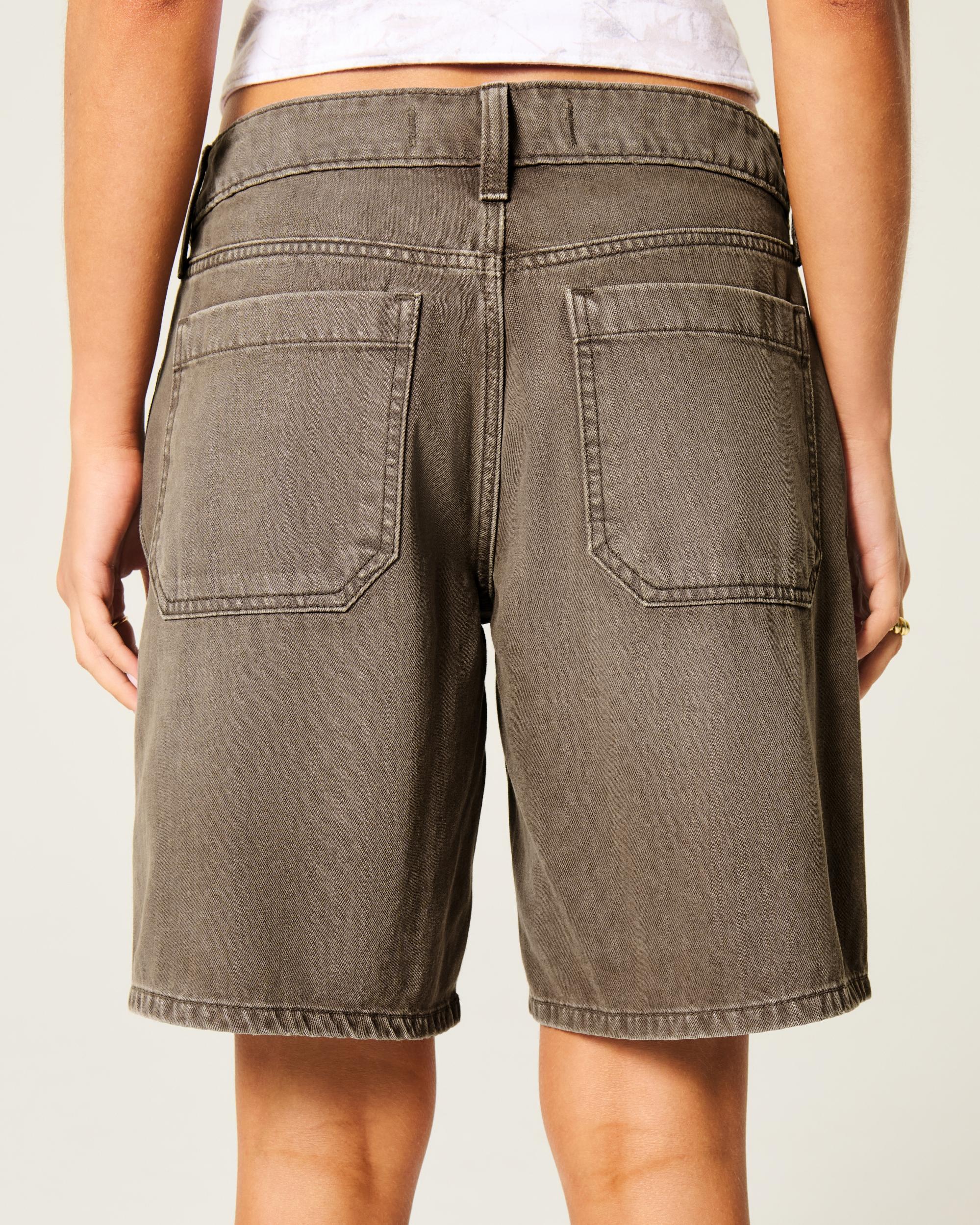 Low-Rise Medium Wash Number Graphic Baggy Jort Product Image