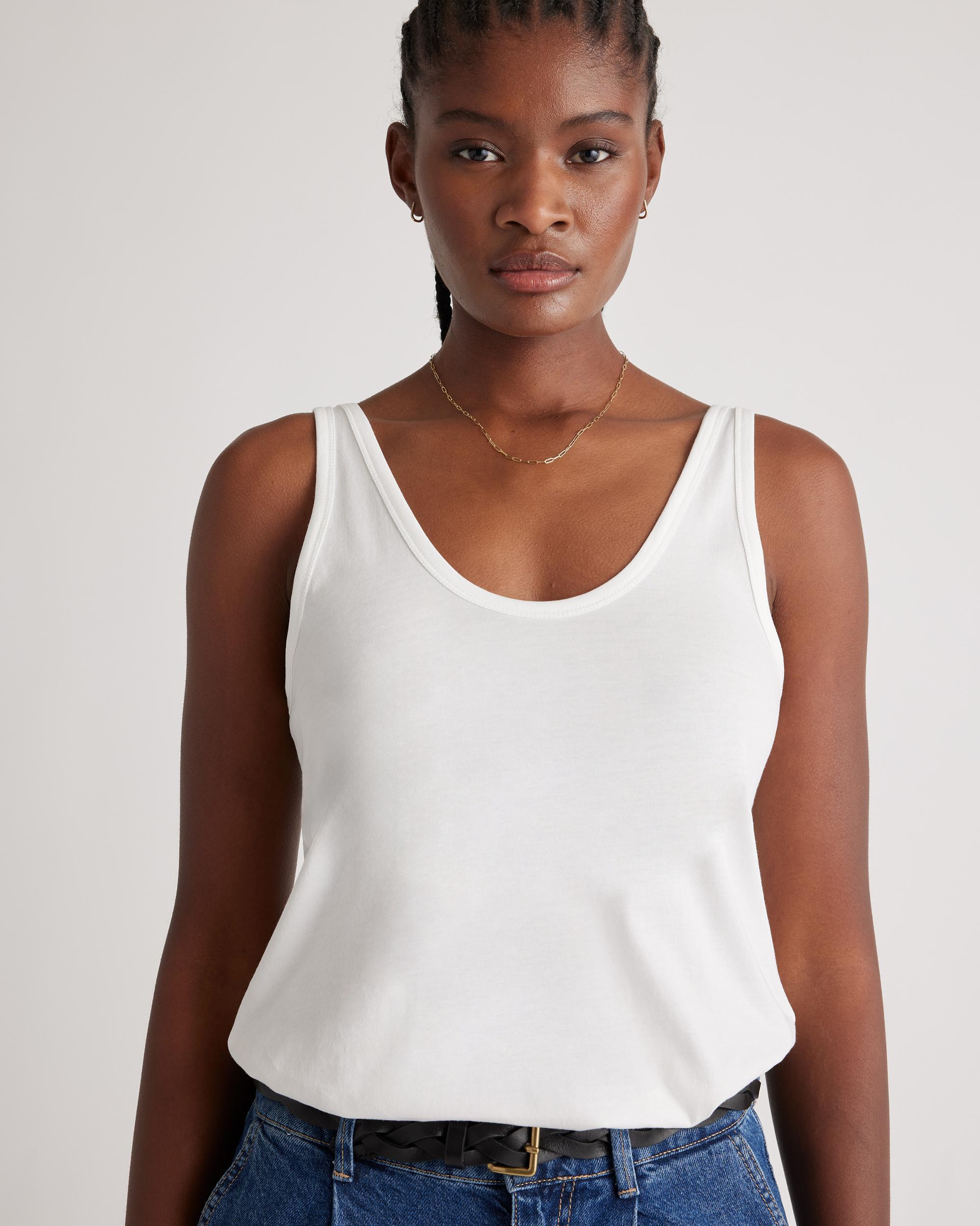 Quince | Women's Cotton Modal Double Scoop Neck Tank Top Size XL, Cotton/Modal Product Image