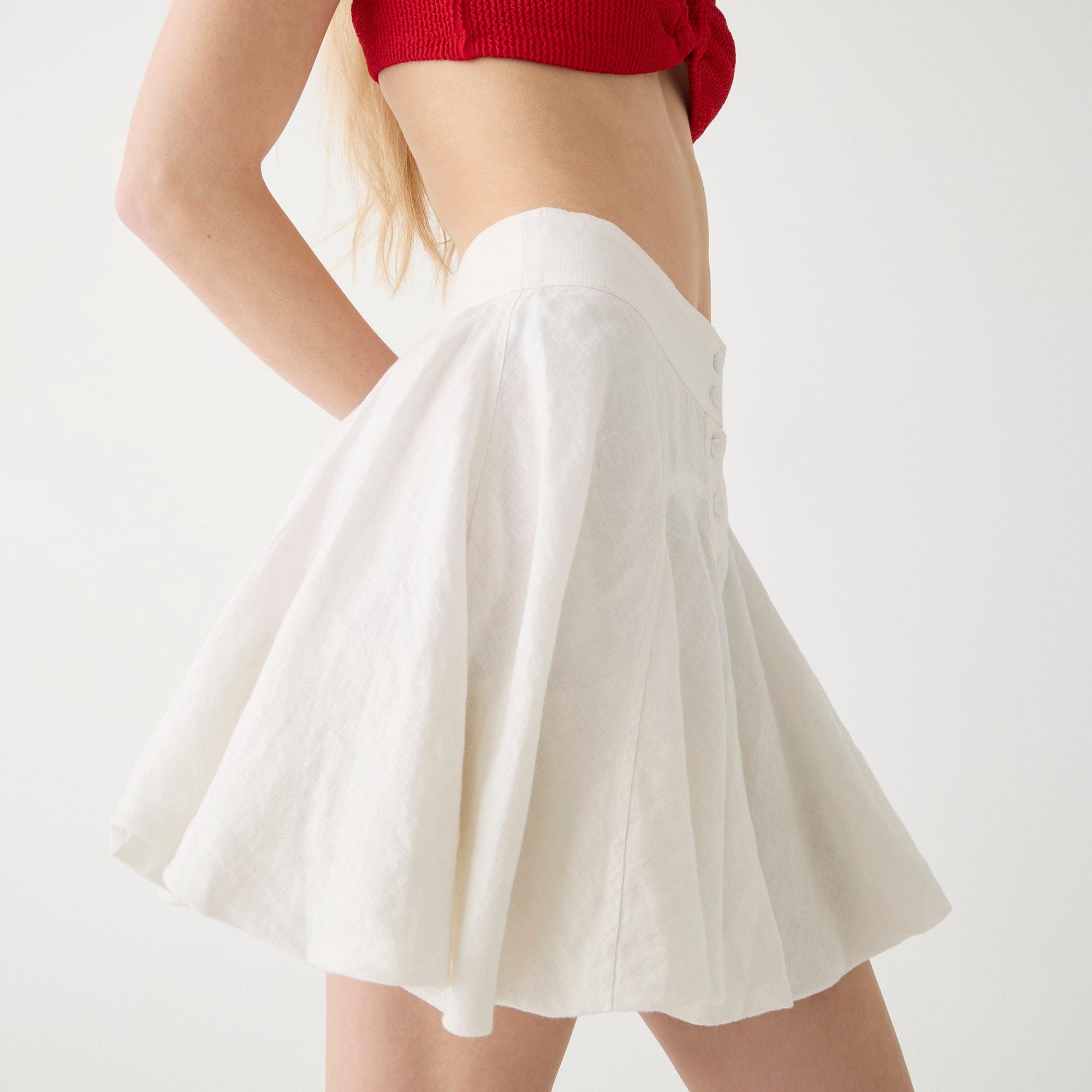 Button-up mini skirt in linen Product Image
