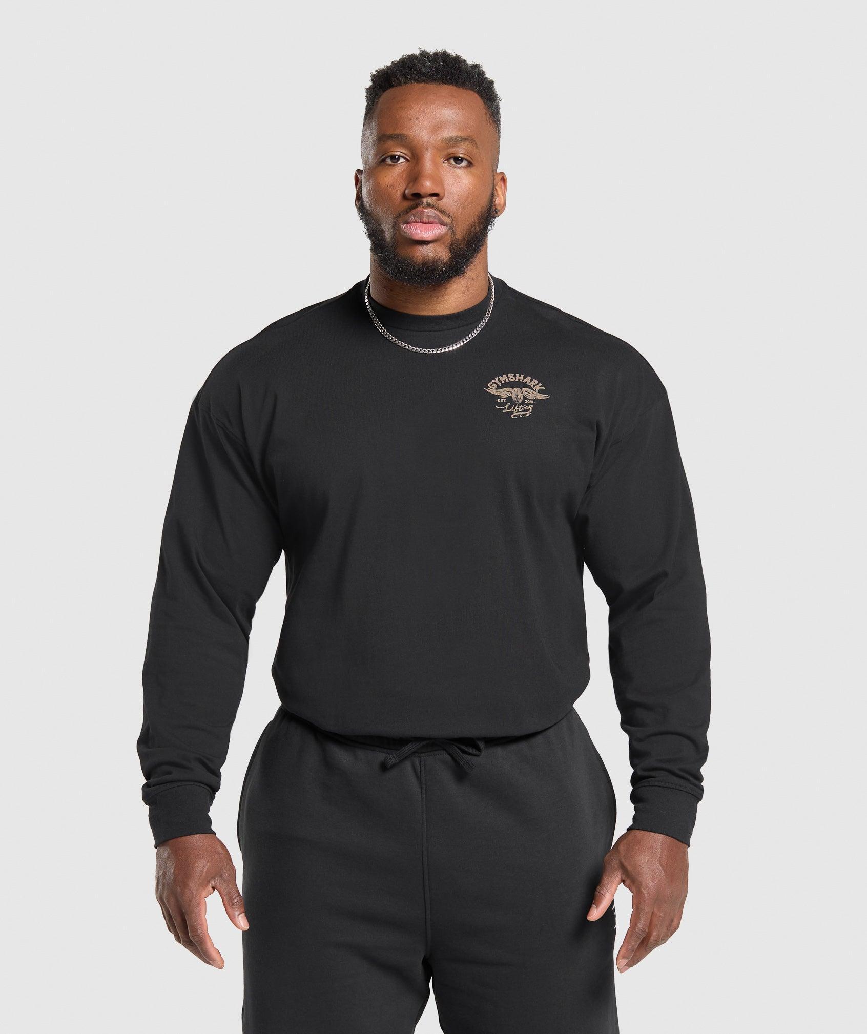 Gymshark Flying Weights Long Sleeve T-Shirt - Black Male Product Image