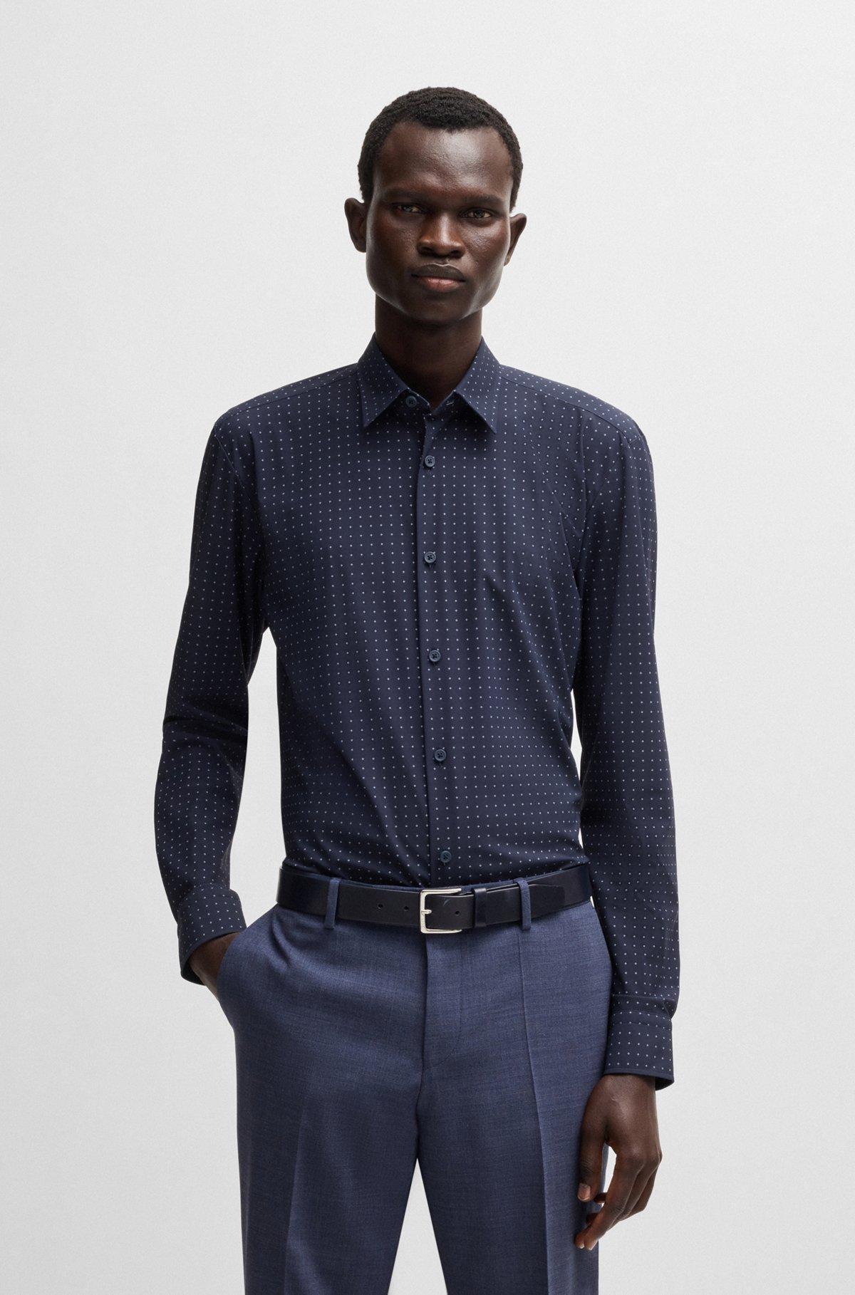 Slim-fit shirt in printed performance-stretch jersey Product Image