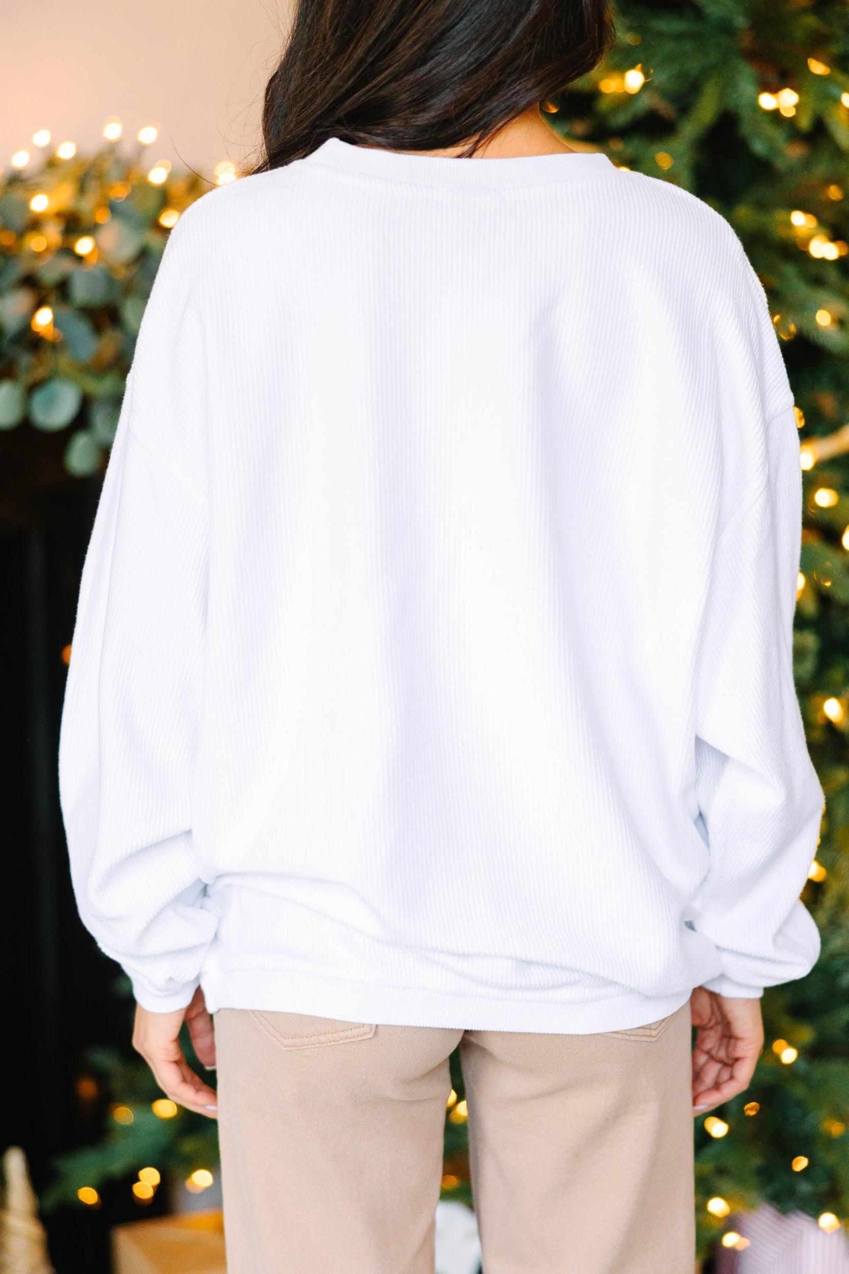 Holiday Cheer White Graphic Corded Sweatshirt Female Product Image