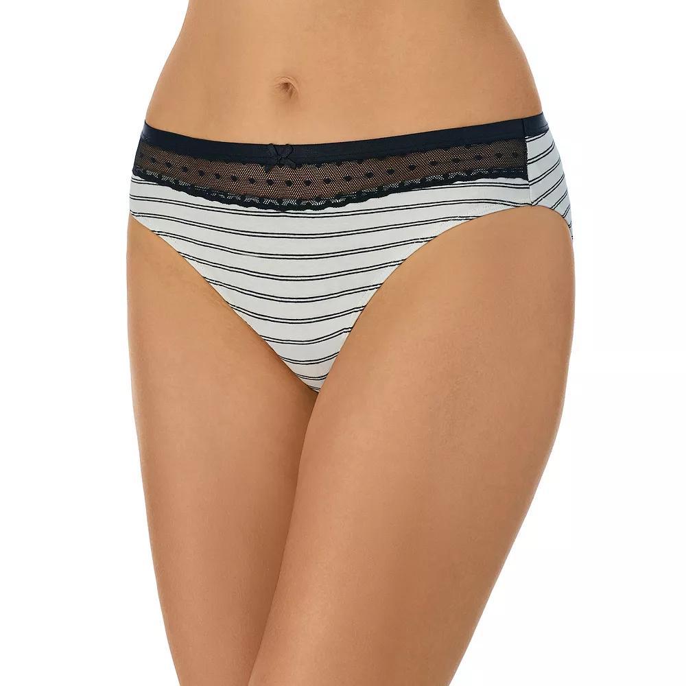 Juniors' Saint Eve® Lace-Inset Bikini Panty 5161025, Girl's, Size: XL, Black White Stripe Product Image