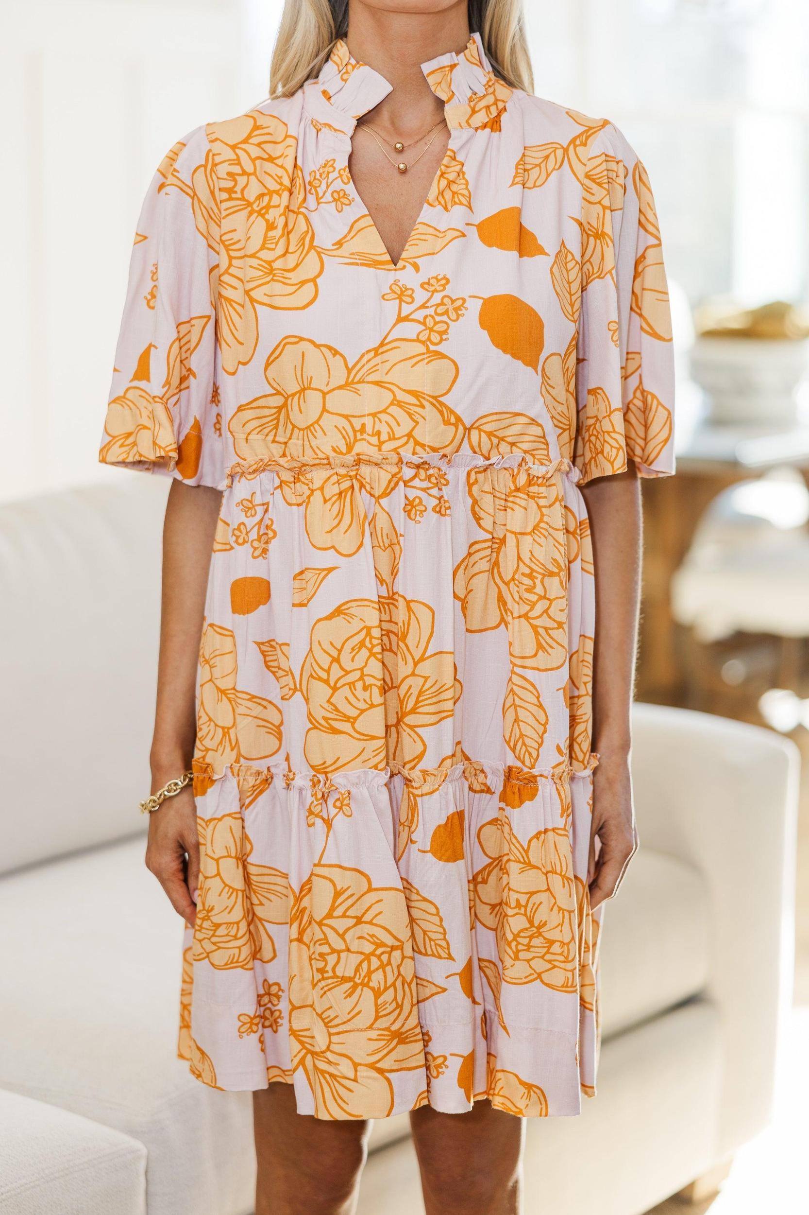 NURSING COLLECTION: Feeling Your Best Mustard Yellow Floral Dress Female Product Image