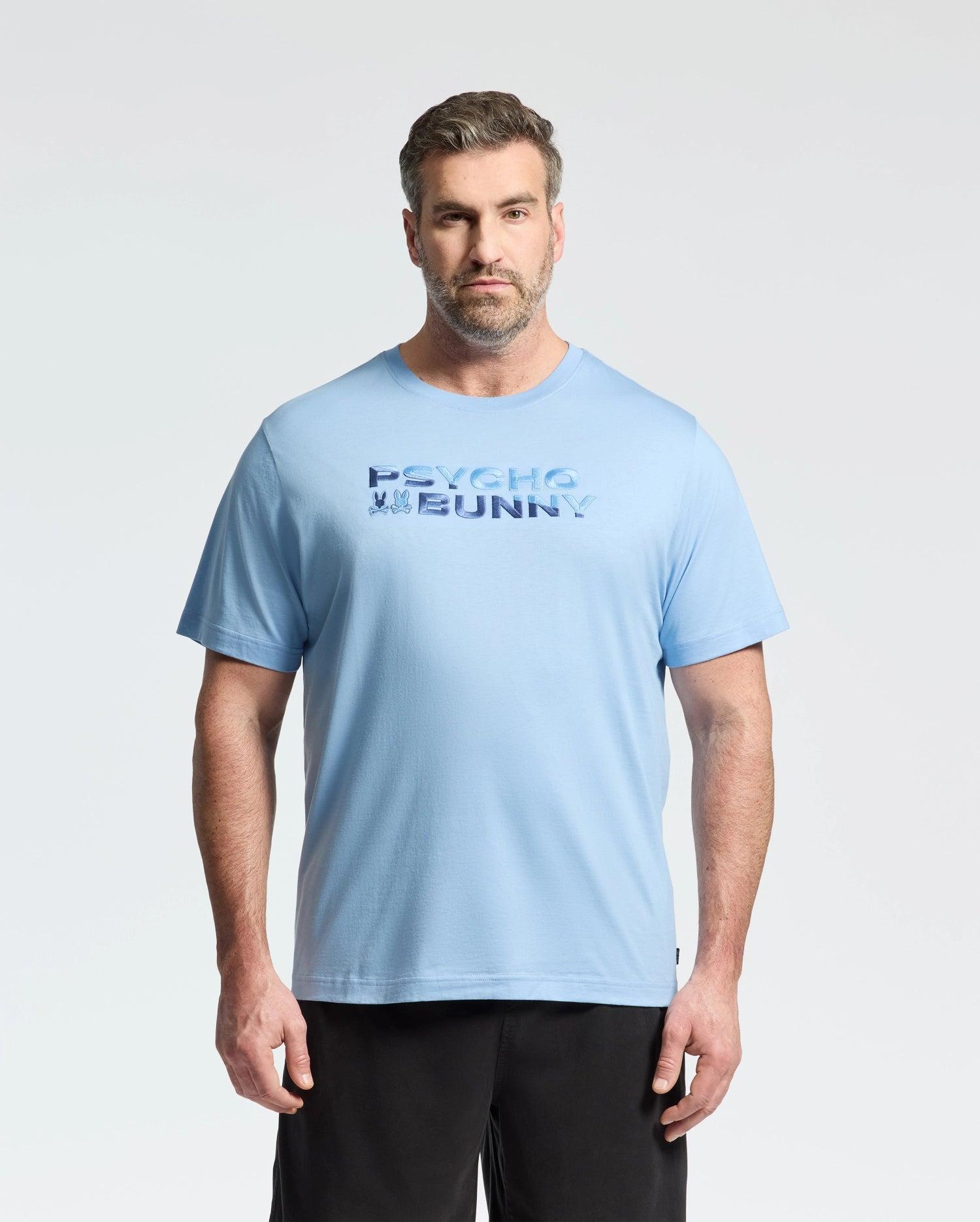 Men's Big And Tall Berni Embroidered Wordmark Graphic Tee 472 SERENITY / 3XL Product Image