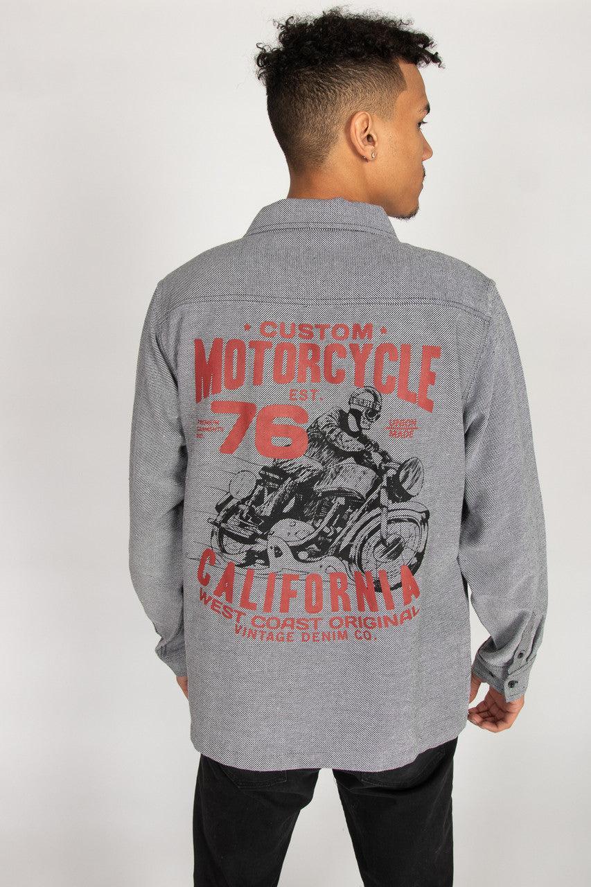 Long Sleeve Motorcycle Button Up Shirt Product Image