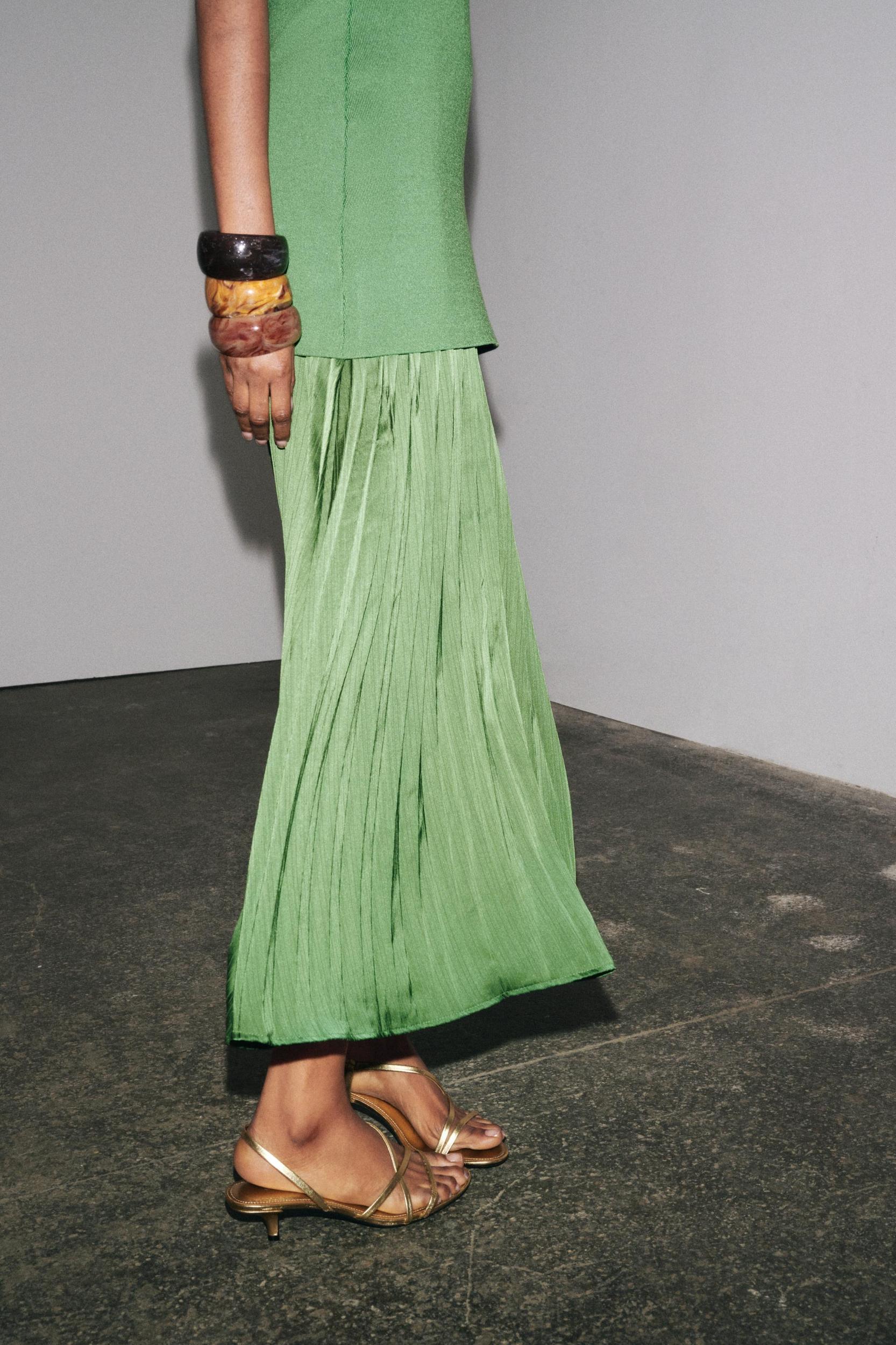 PLEATED KNIT COMBINATION DRESS Product Image