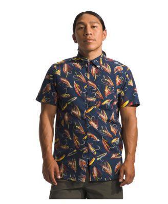 The North Face Short Sleeve Baytrail Pattern Shirt (Summit Navy Hand Tied Fly Print) Men's Clothing Product Image