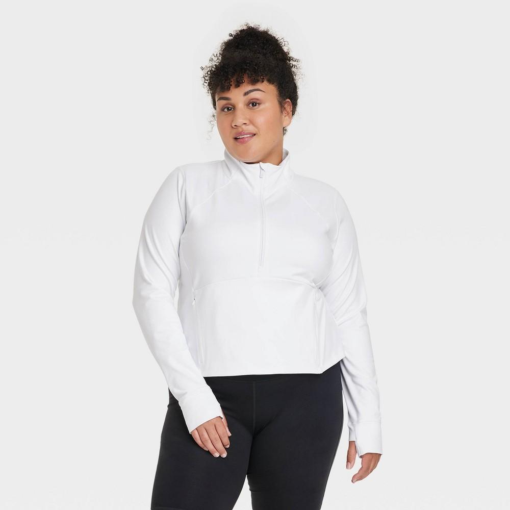 Womens 1/2 Zip Jacket - All In Motion Black 4X: Recycled Polyester, Spandex, Midweight, Stand Up Collar, Thumbholes Product Image