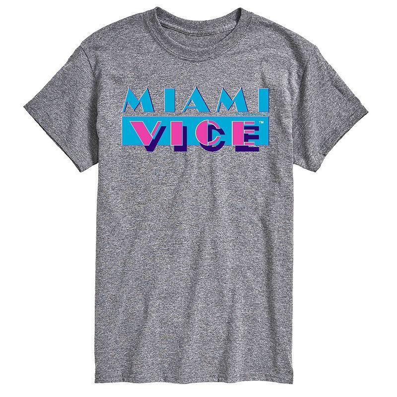 Big & Tall Miami Vice Logo Graphic Tee, Mens Athletic Grey Product Image