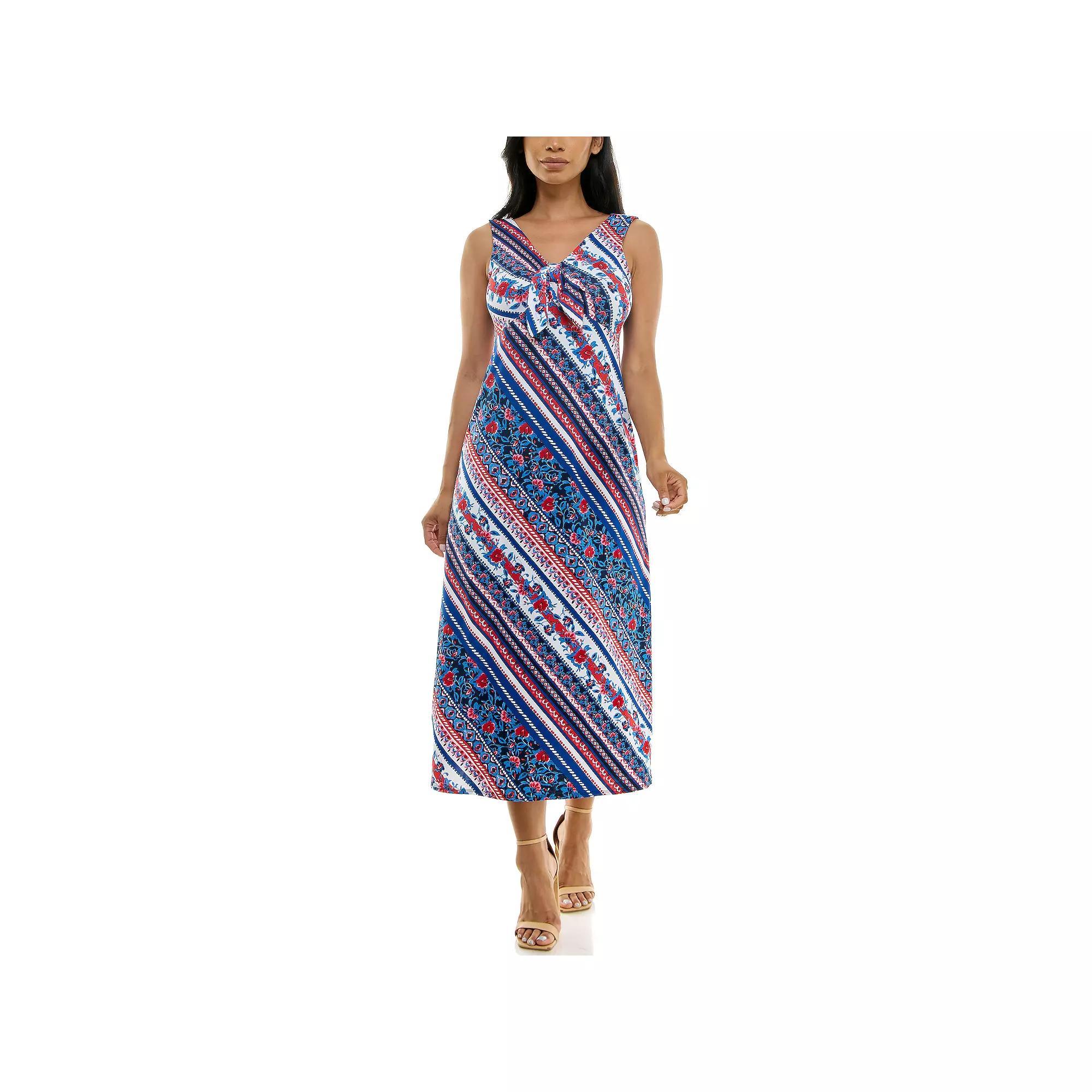 Womens Nina Leonard Tie Front Maxi Dress Product Image
