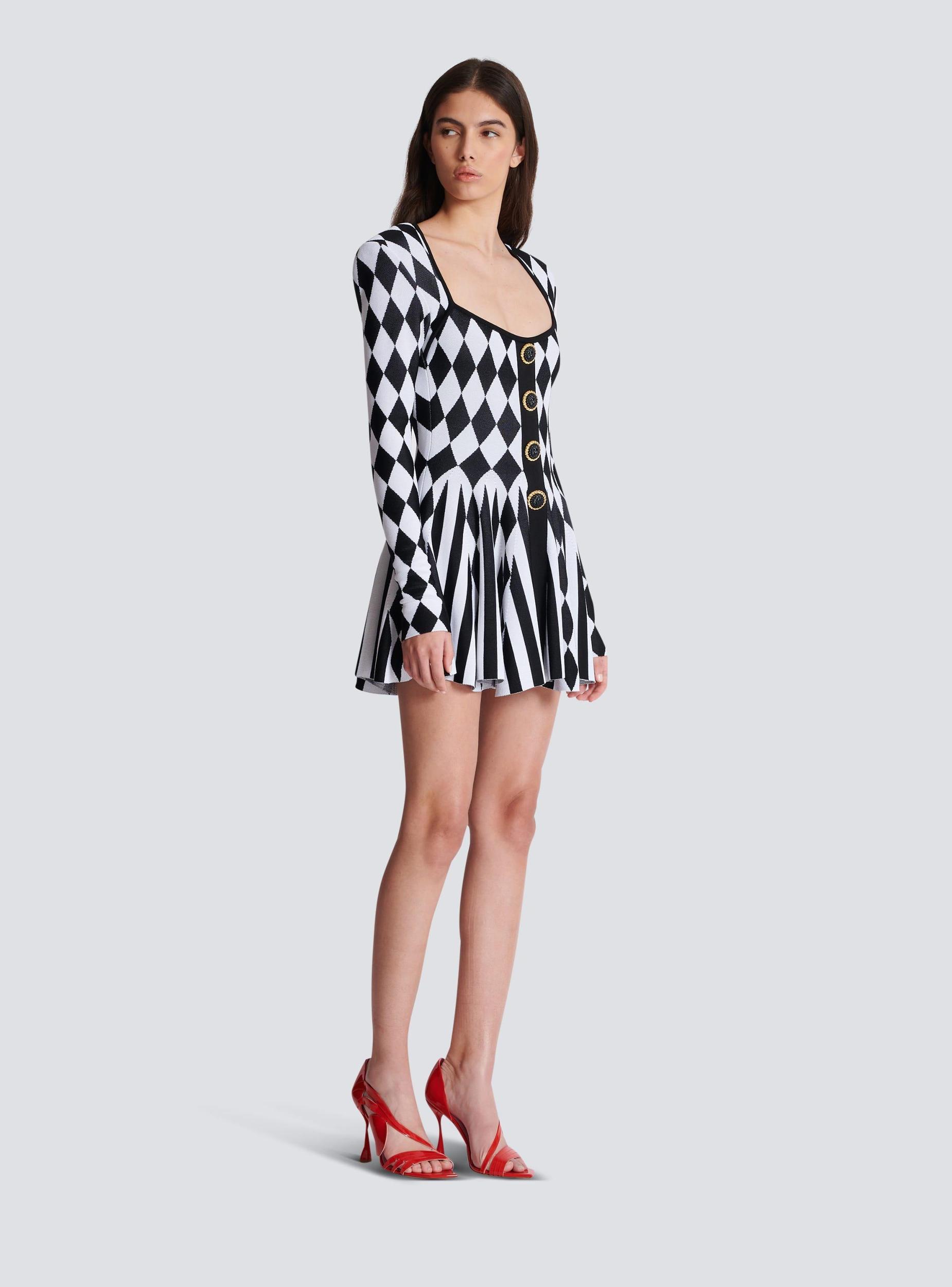 Diamond jacquard flared knit dress Product Image
