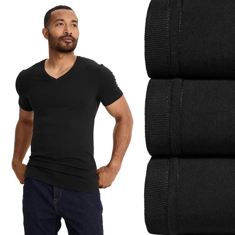 Men's Jockey 3-Pack Smooth Fit Cotton Stretch V-Neck Undershirt, Size: Large, White Product Image