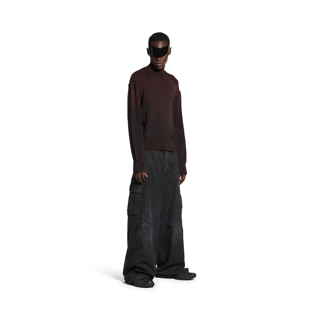 Men's Turtleneck Sweater in Beige/black/red Product Image