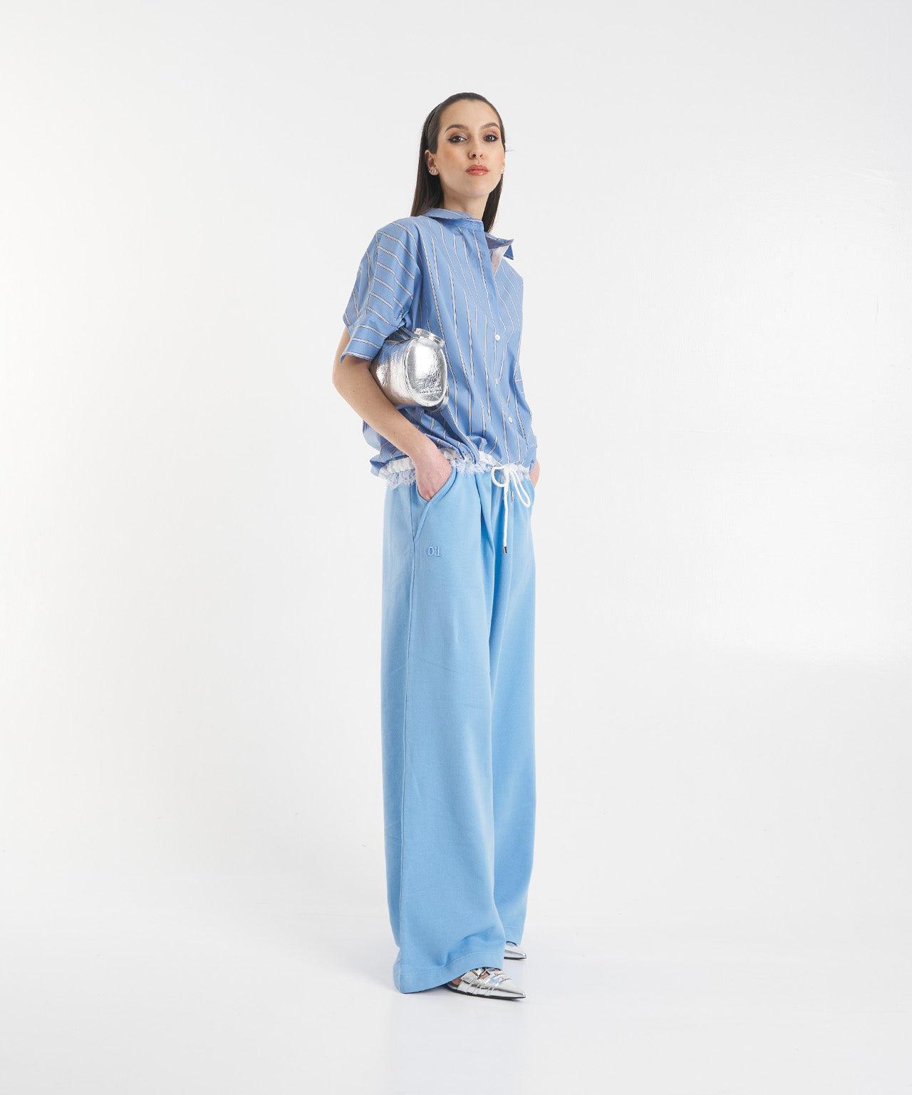 Striped blouse with lace detail Product Image