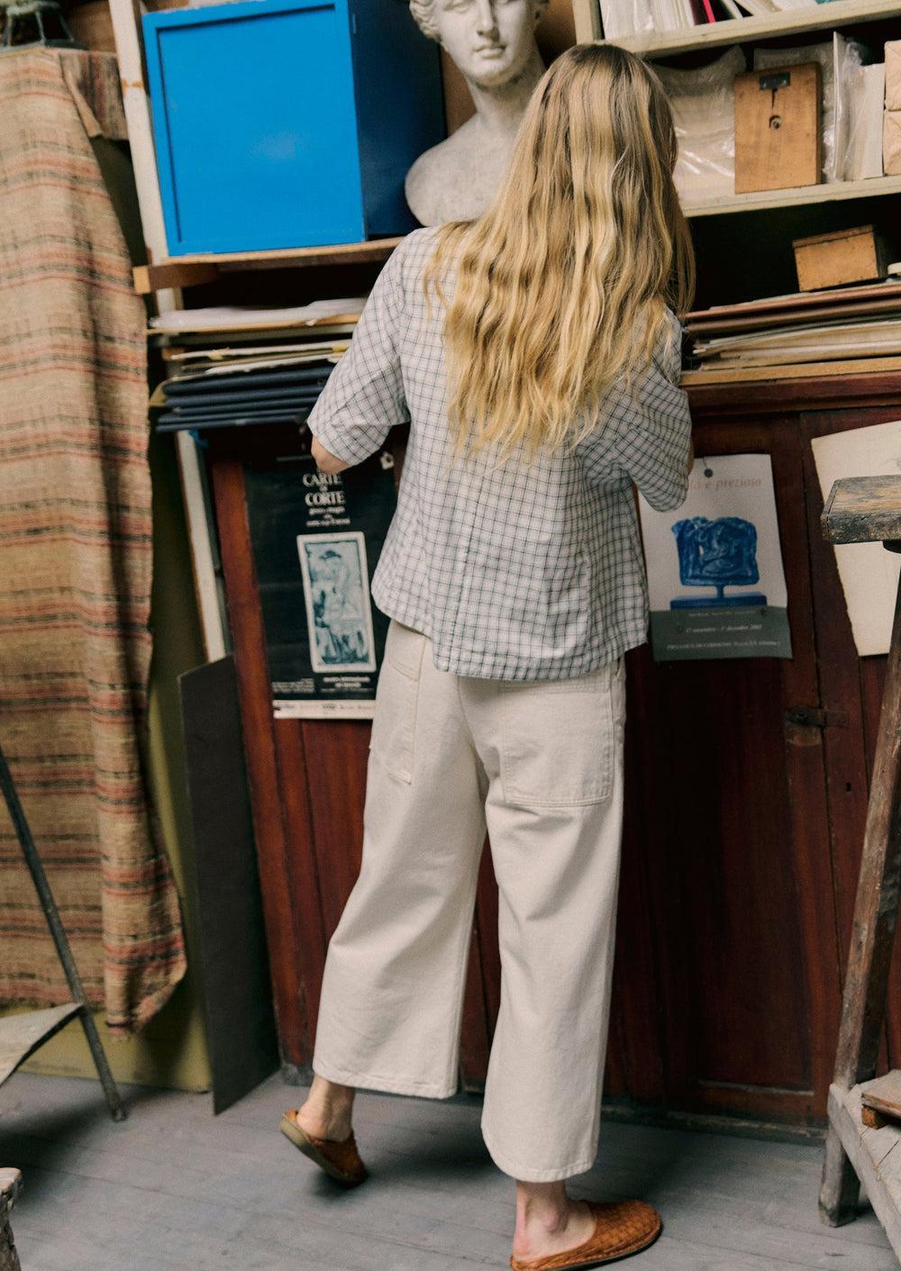 Relaxed Wide Leg Denim Pants | Ecru Product Image