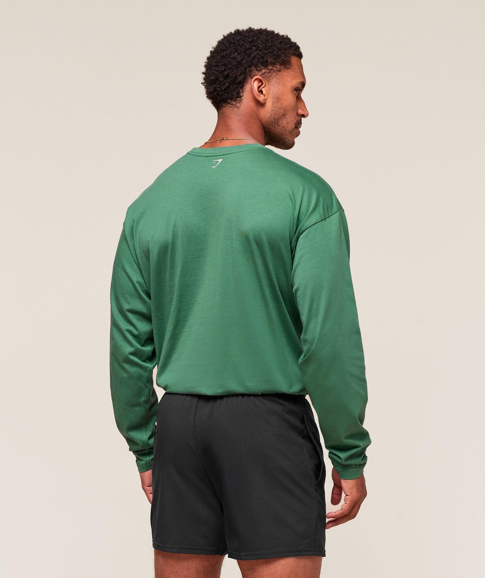 Gymshark Worn Graphic Long Sleeve T-Shirt - Lift Green Male Product Image