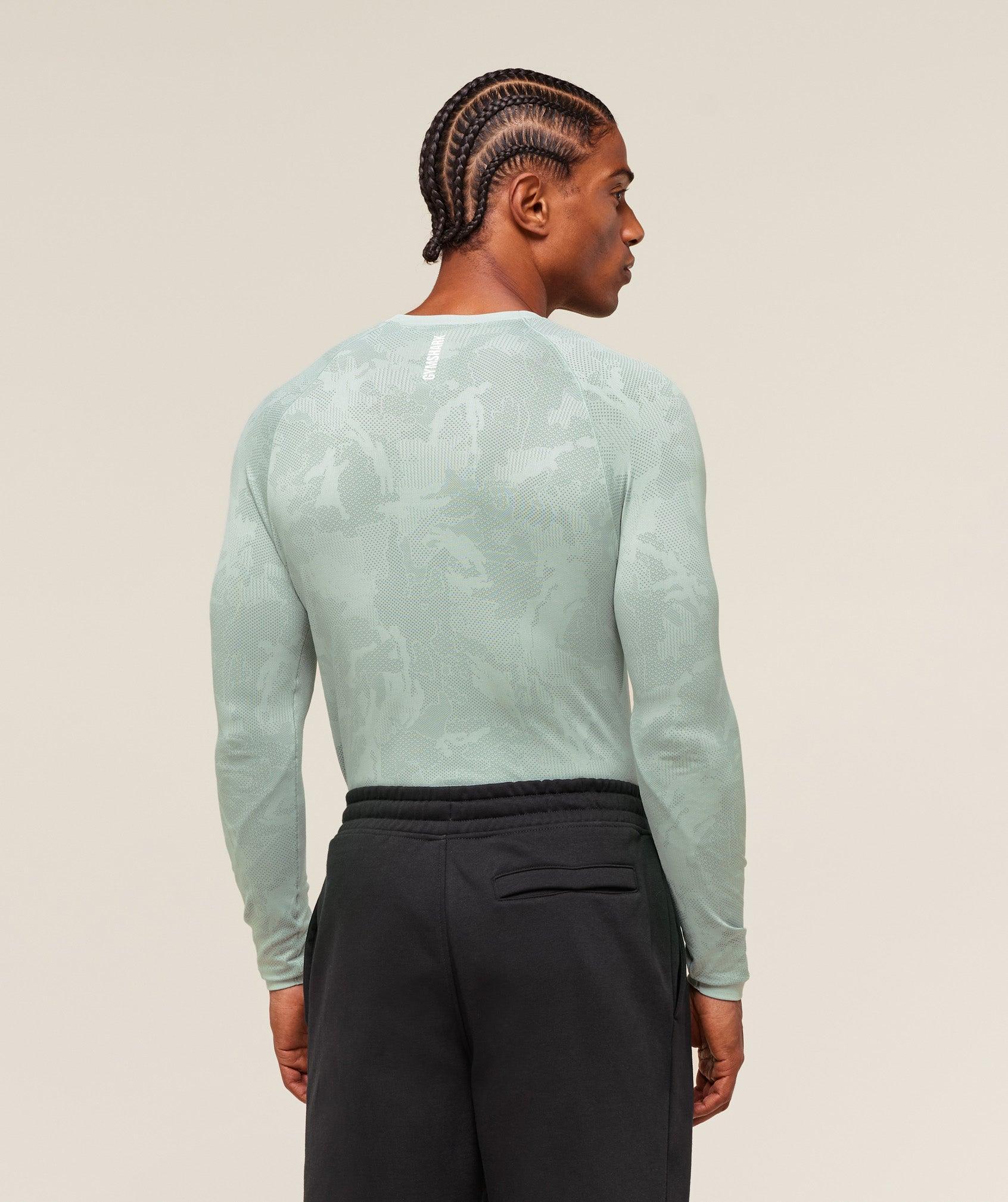 Gymshark Geo Seamless Long Sleeve T-Shirt - Morning Blue/Celeste Blue Male Product Image
