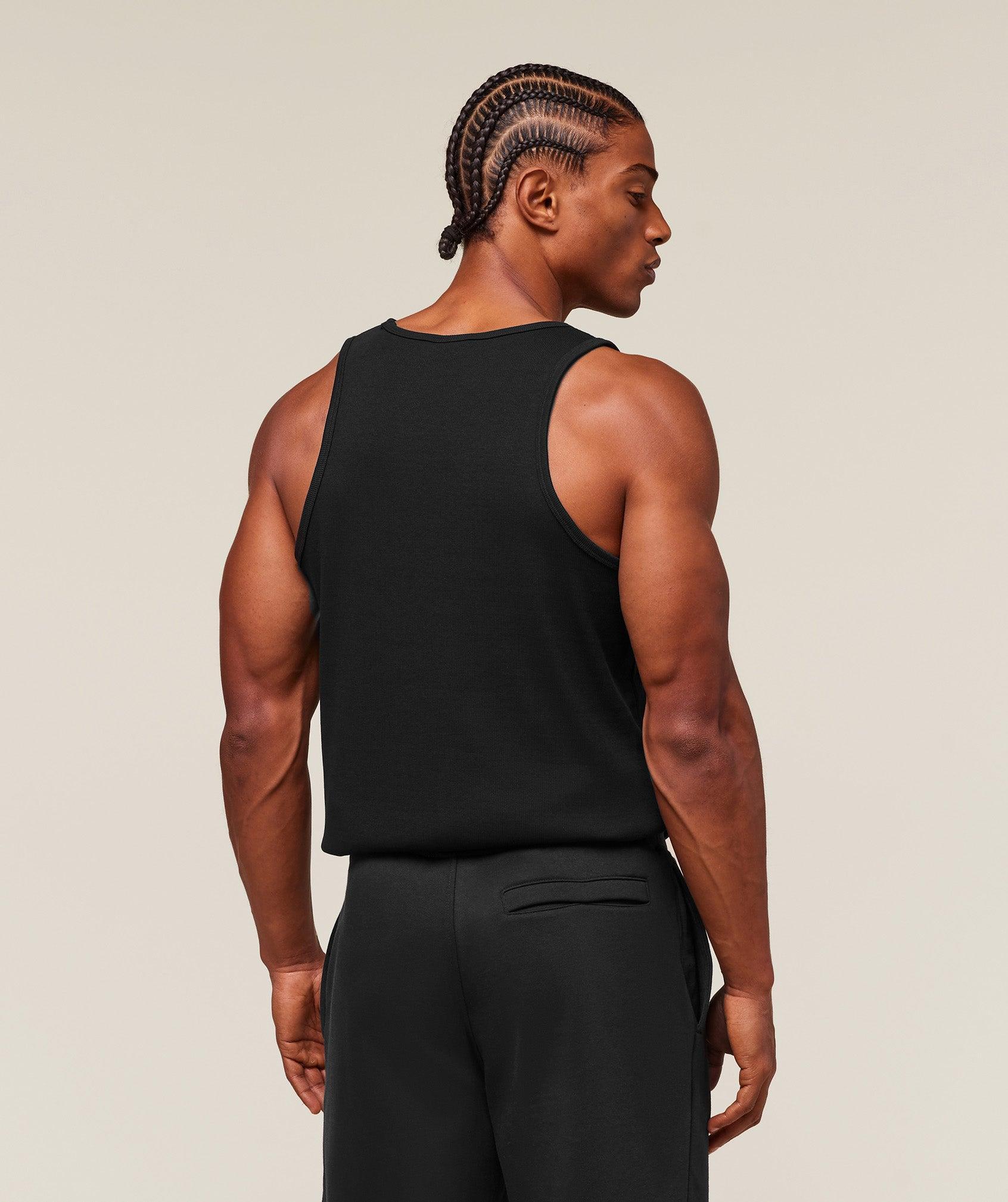 Gymshark Premium Ribbed Tank - Black Male Product Image