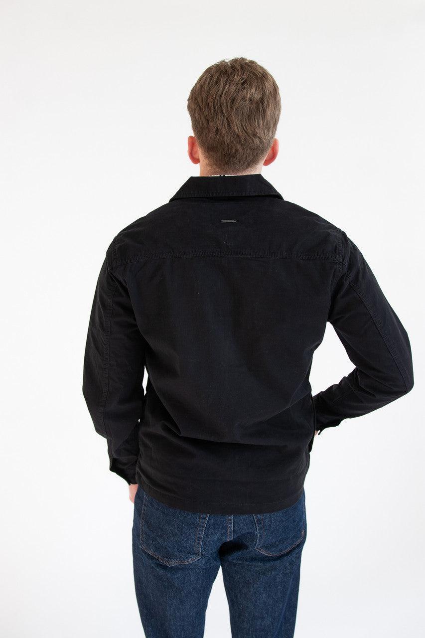 Black Zip Up Twill Jacket Product Image