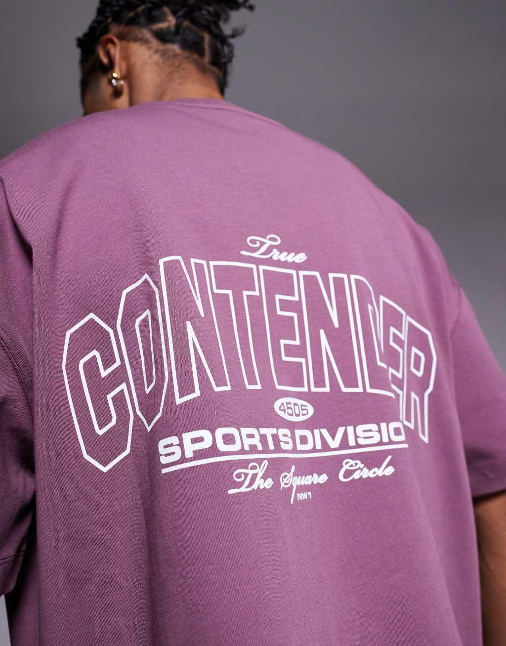 4505 oversized heavyweight back print cotton t-shirt with quick dry finish in grape Product Image