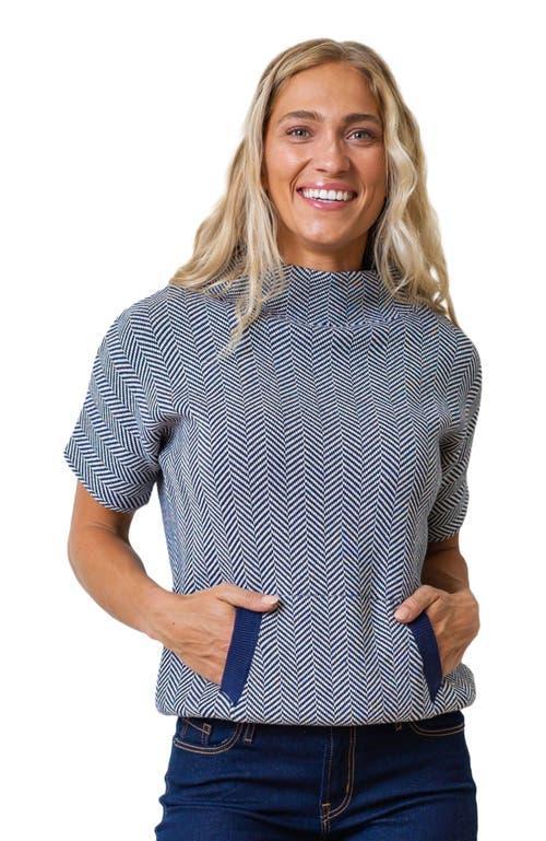 Hope & Henry Women's Organic Mock Neck Sweater in Navy And White Herringbone at Nordstrom, Size Large Product Image