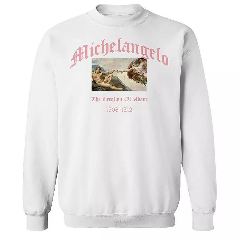 Men's apoh - Michelangelo The Creation Of Adam Graphic Sweatshirt, Size: Large, White Product Image