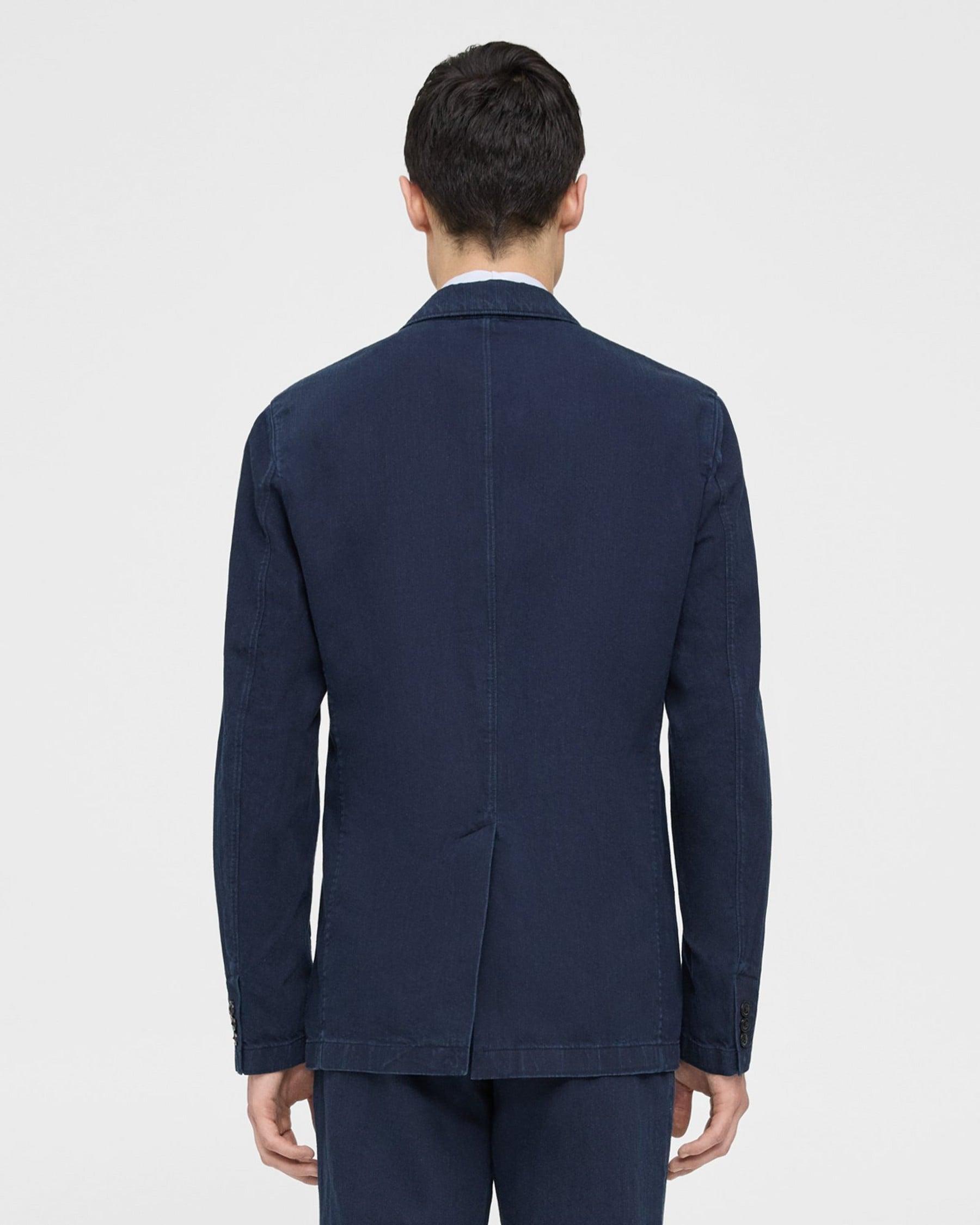 Unstructured Blazer in Indigo-Dyed Cotton-Linen Product Image