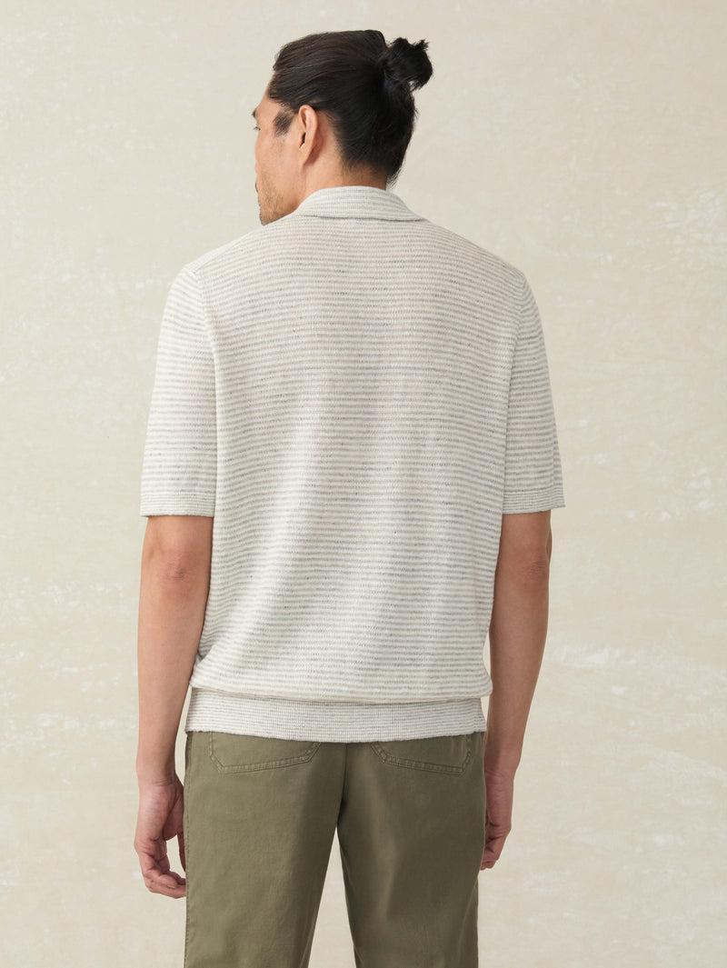 Short-Sleeve Linen Sweater Polo - Ivory Steel Feeder Product Image