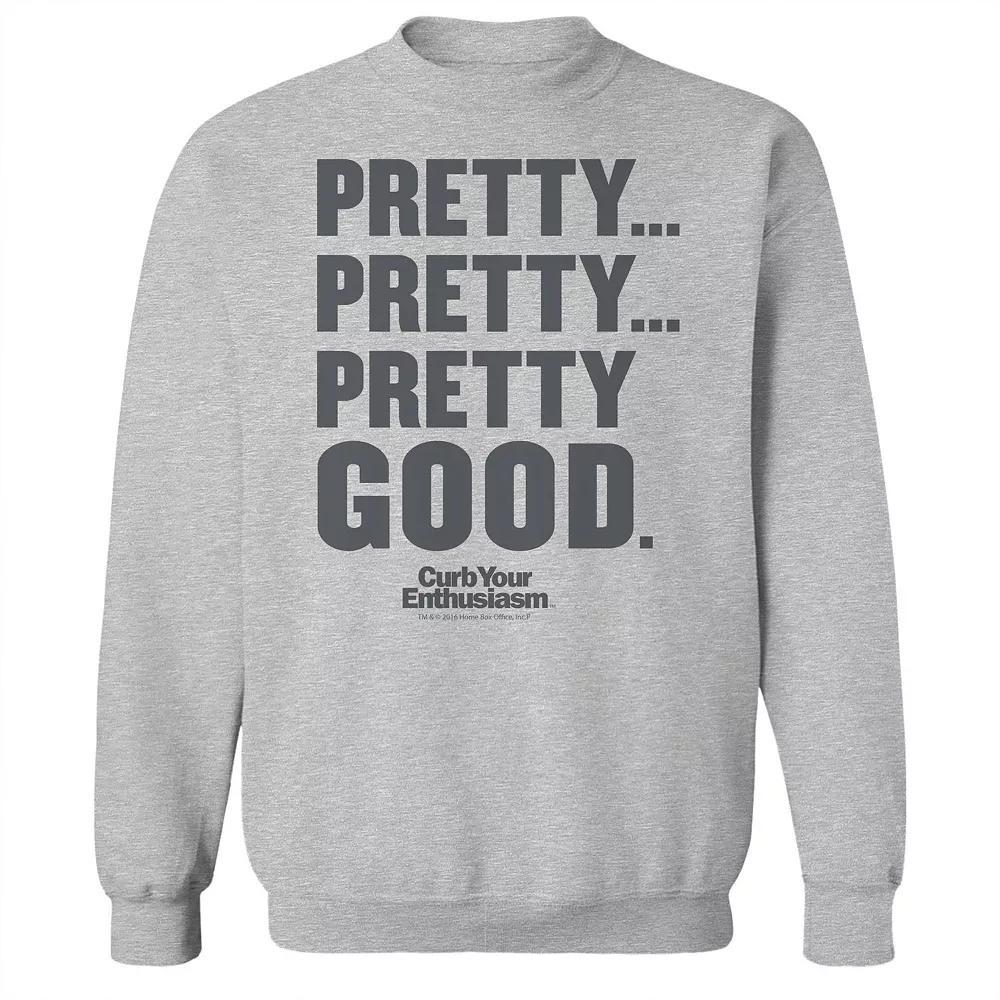 Men's Pretty Pretty Pretty Good Gray Curb Your Enthusiasm Graphic Fleece Crew Sweatshirt, Size: Small, Sport Gray Product Image