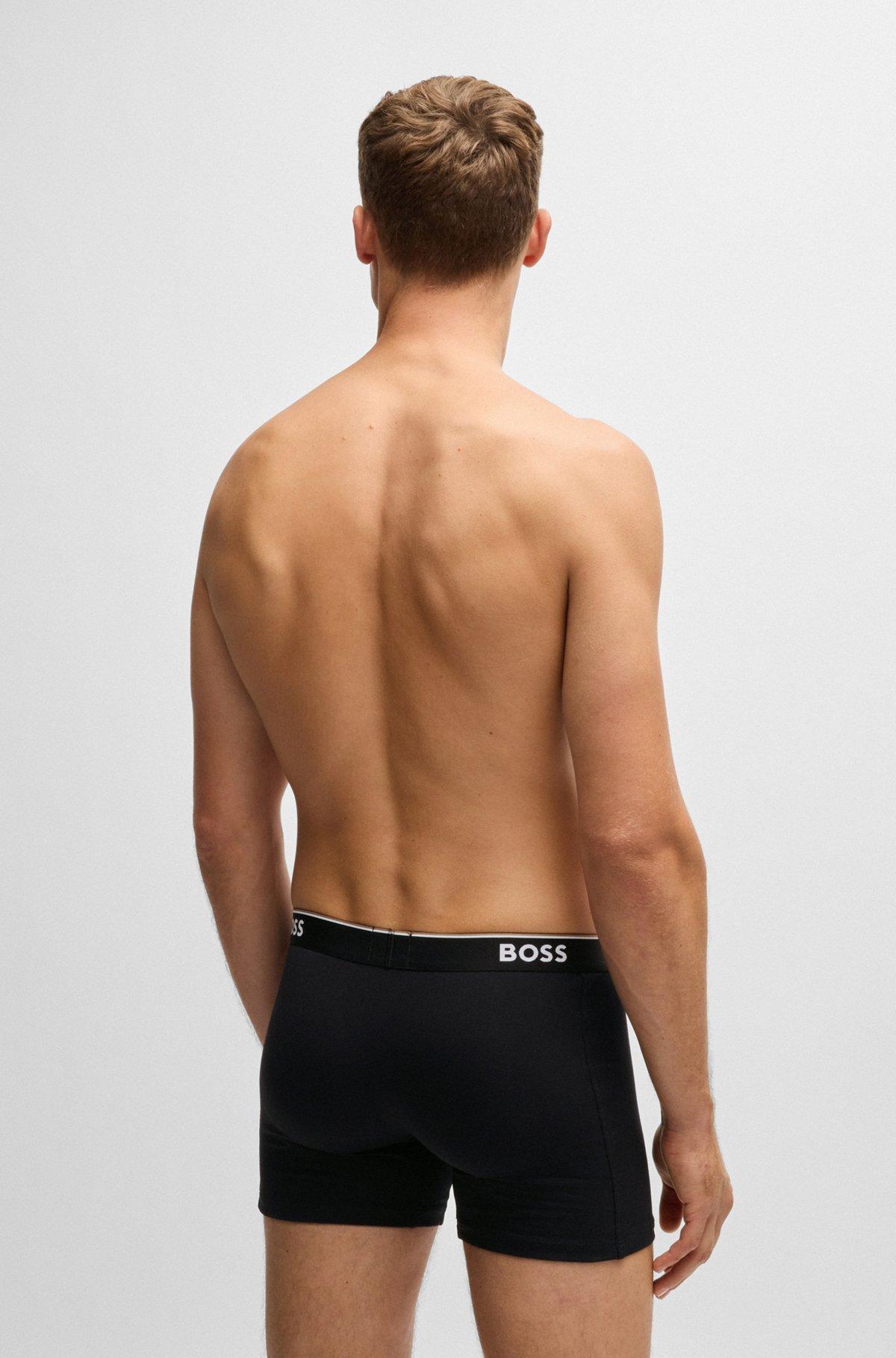 Three-pack of stretch-cotton boxer briefs with logos Product Image