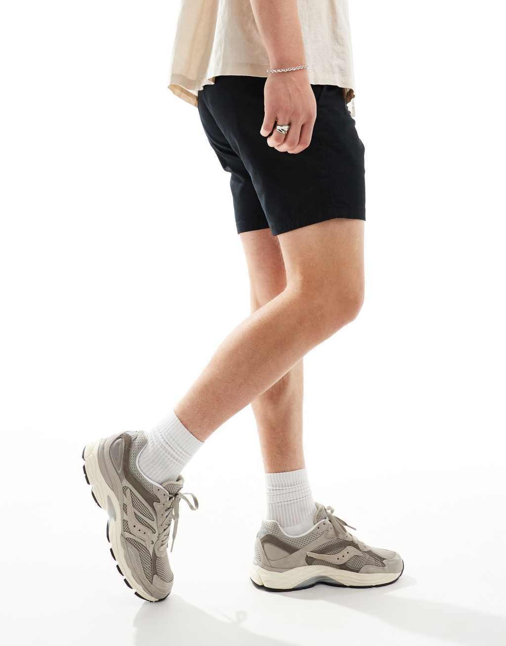 ASOS DESIGN 2 pack skinny chino shorts in black and navy save Product Image