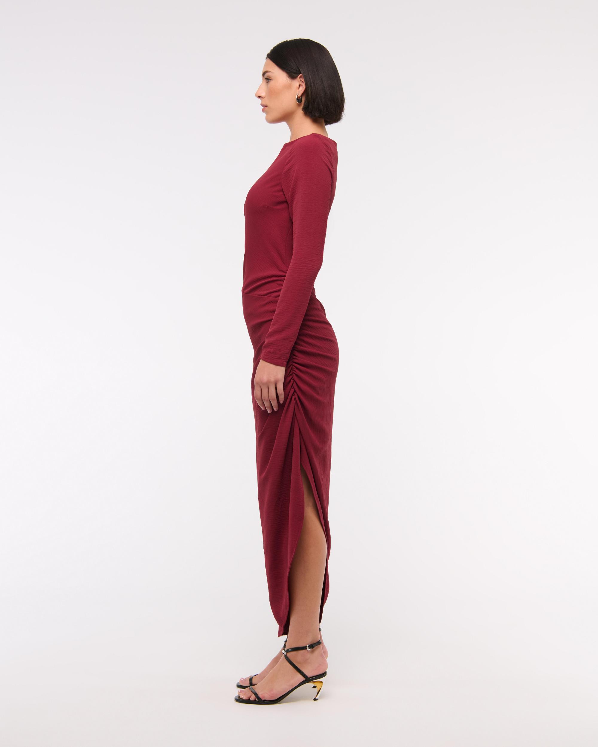 One-Sleeve Draped Midi Dress Product Image