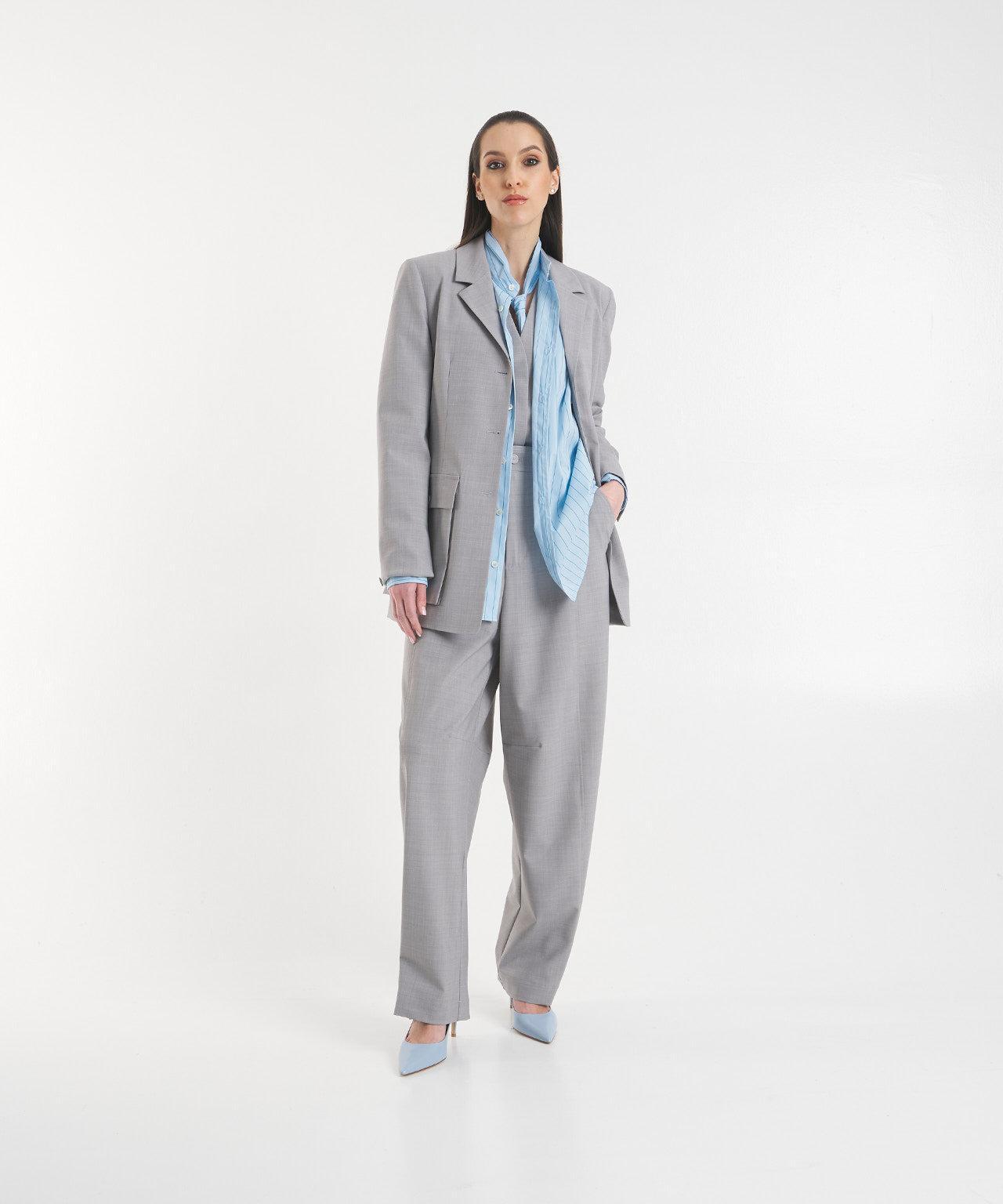 Striped blouse with bow collar Product Image