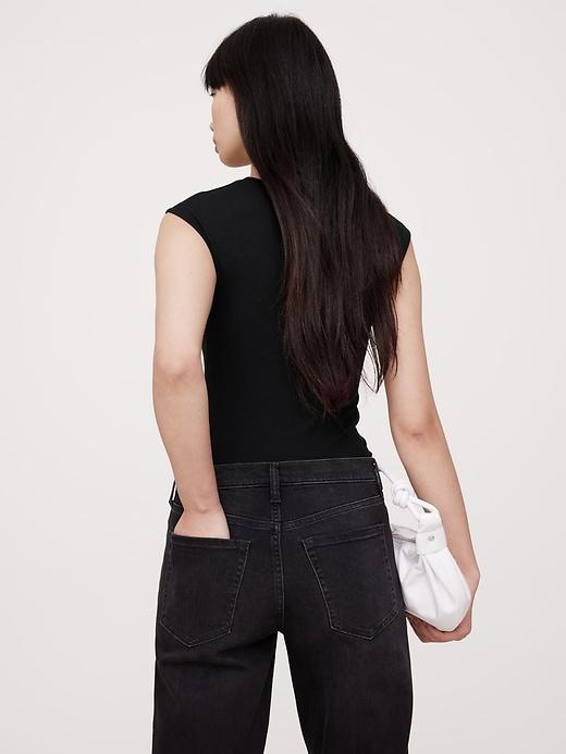 Ribbed Cap-Sleeve T-Shirt Product Image