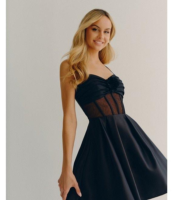 Blondie Nites Spaghetti Strap Sweetheart Neckline Corset Rose Party Dress Product Image