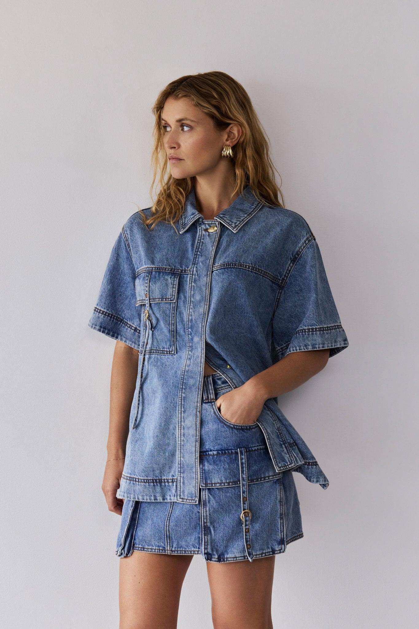 Juno Denim Micro Mini Skirt Product Image