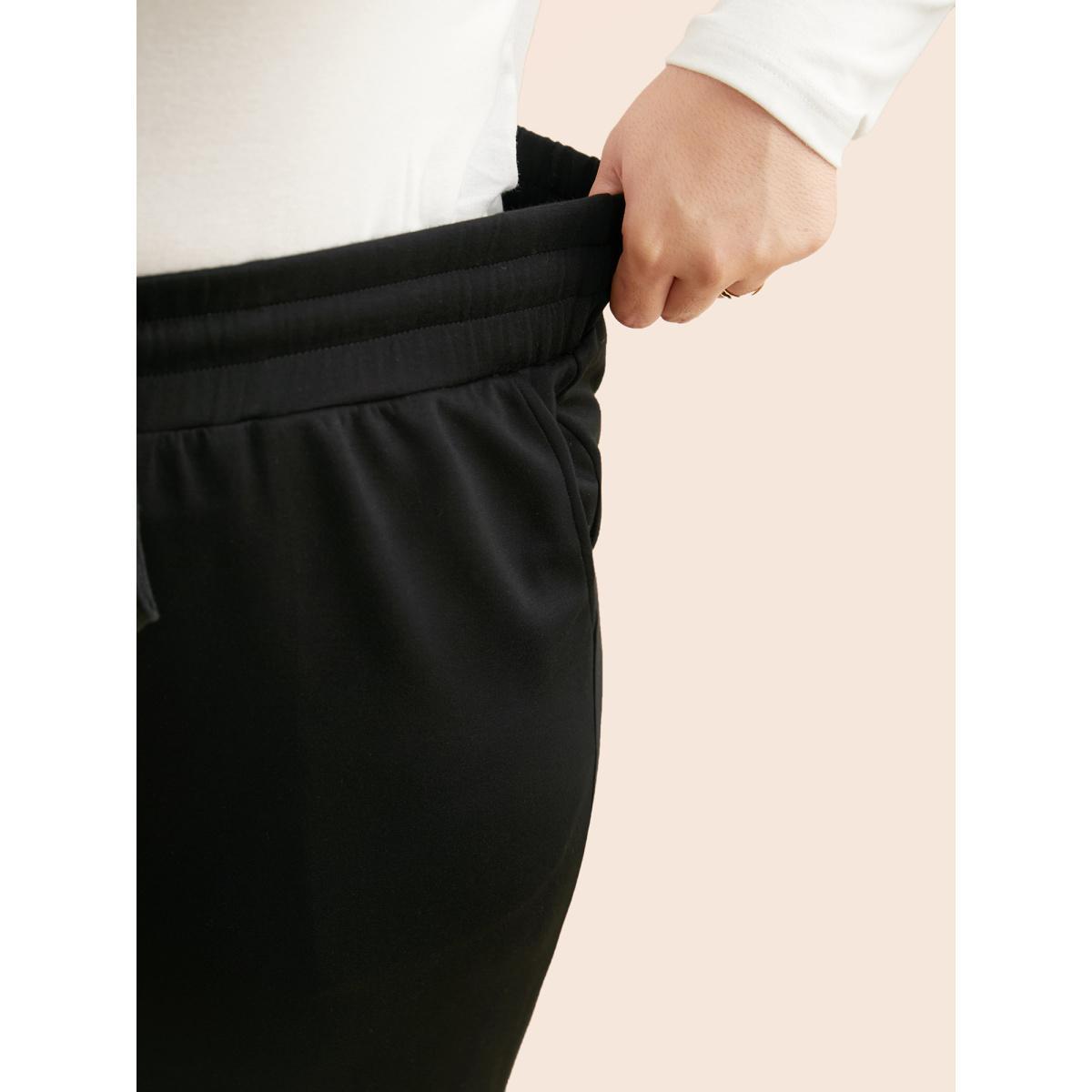 Plus Size Supersoft Straight-Leg Pants Women Black Casual Straight Leg Mid Rise Everyday Pants BloomChic 10/M Product Image