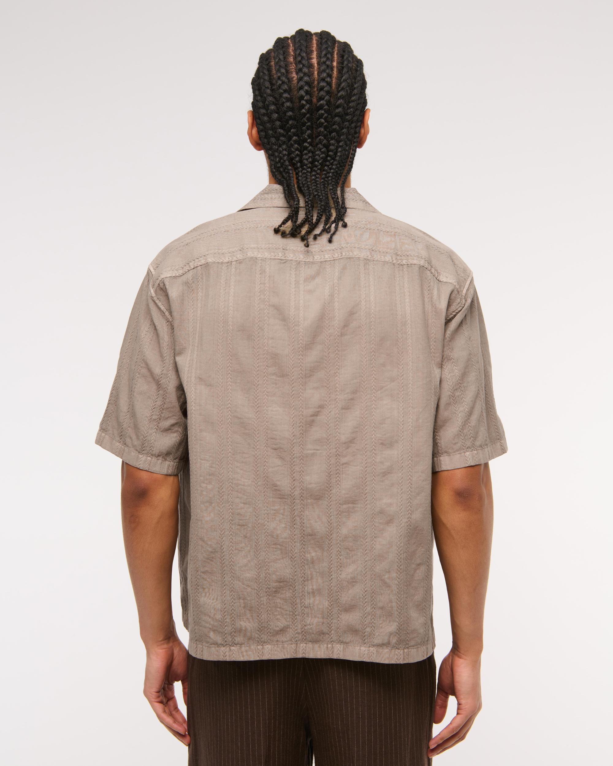Camp Collar Braided Button-Up Shirt Product Image