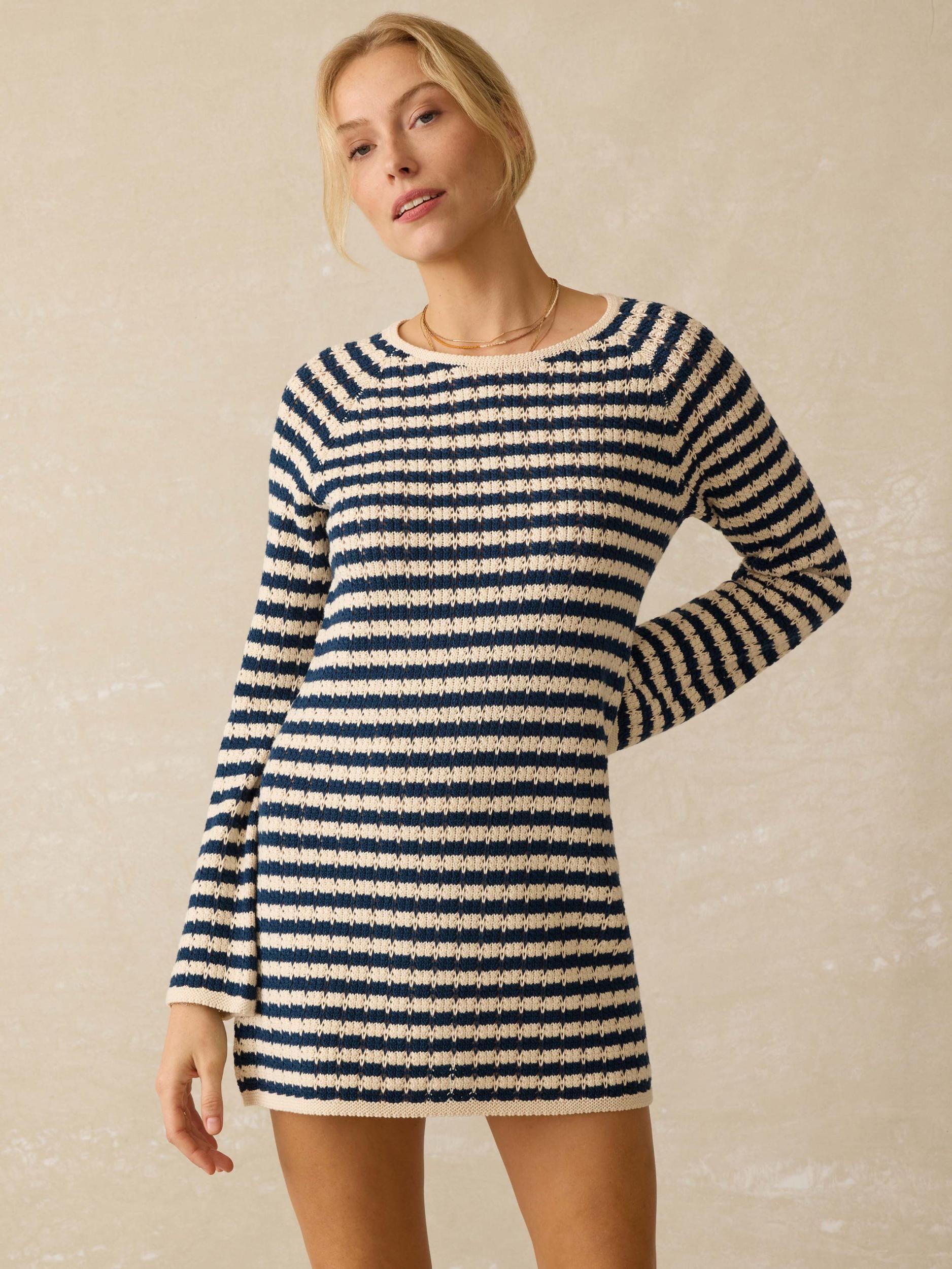 Seacoast Crochet Long-Sleeve Dress - Nice Navy Product Image