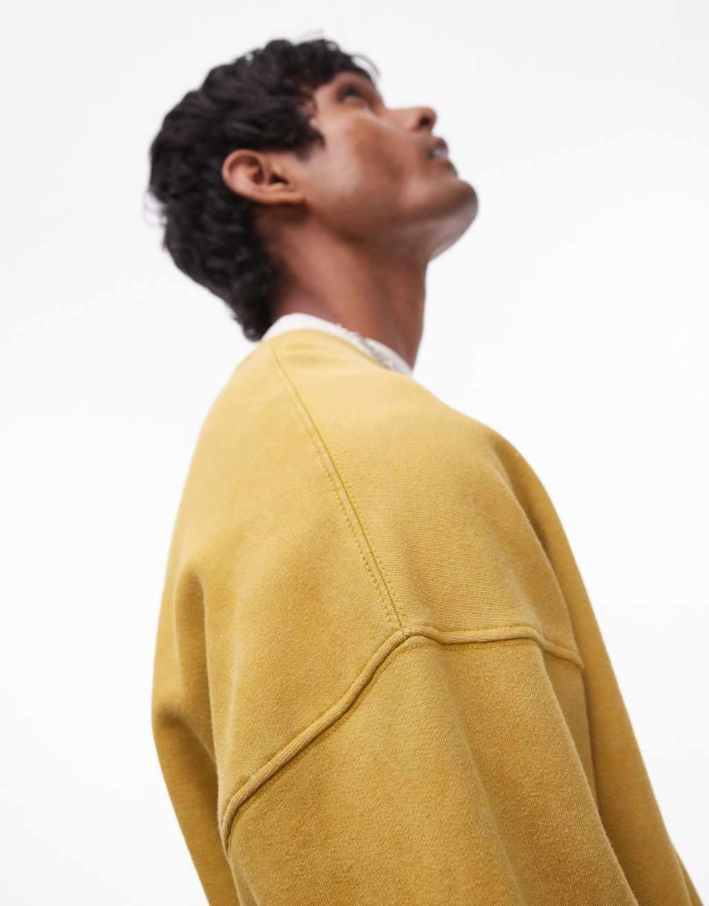 Topman washed oversized sweatshirt in yellow Product Image