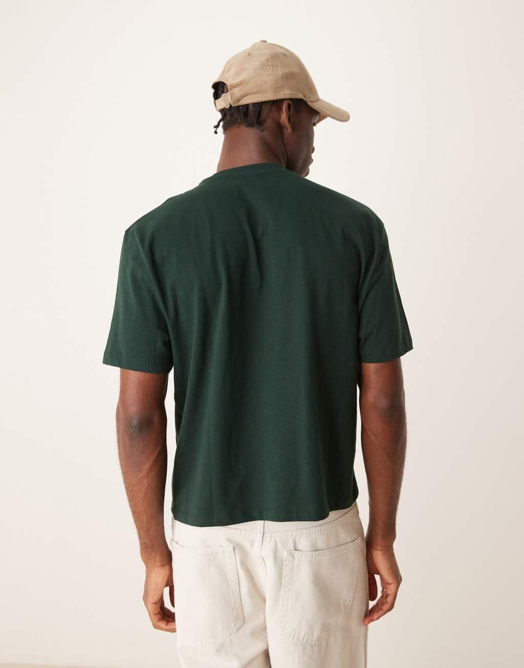 ASOS DESIGN relaxed t-shirt in green with scenic front print Product Image