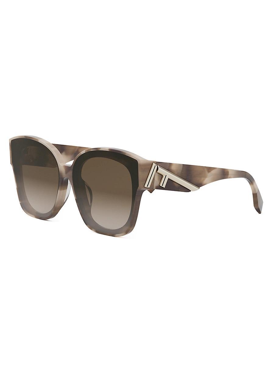 FENDI Womens FENDI First 63mm Square Havana Sunglasses - Shiny Beige Havana/Gradient Brown Product Image