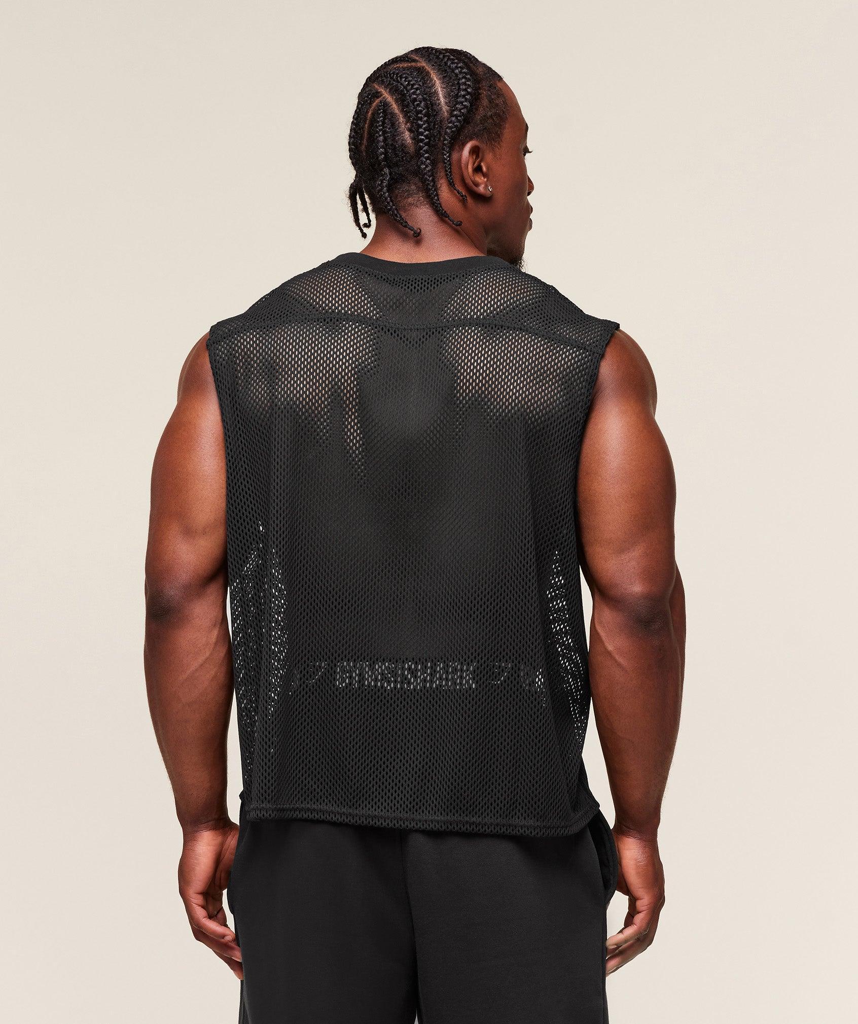 Gymshark Mesh Oversized Tank - Black Male Product Image