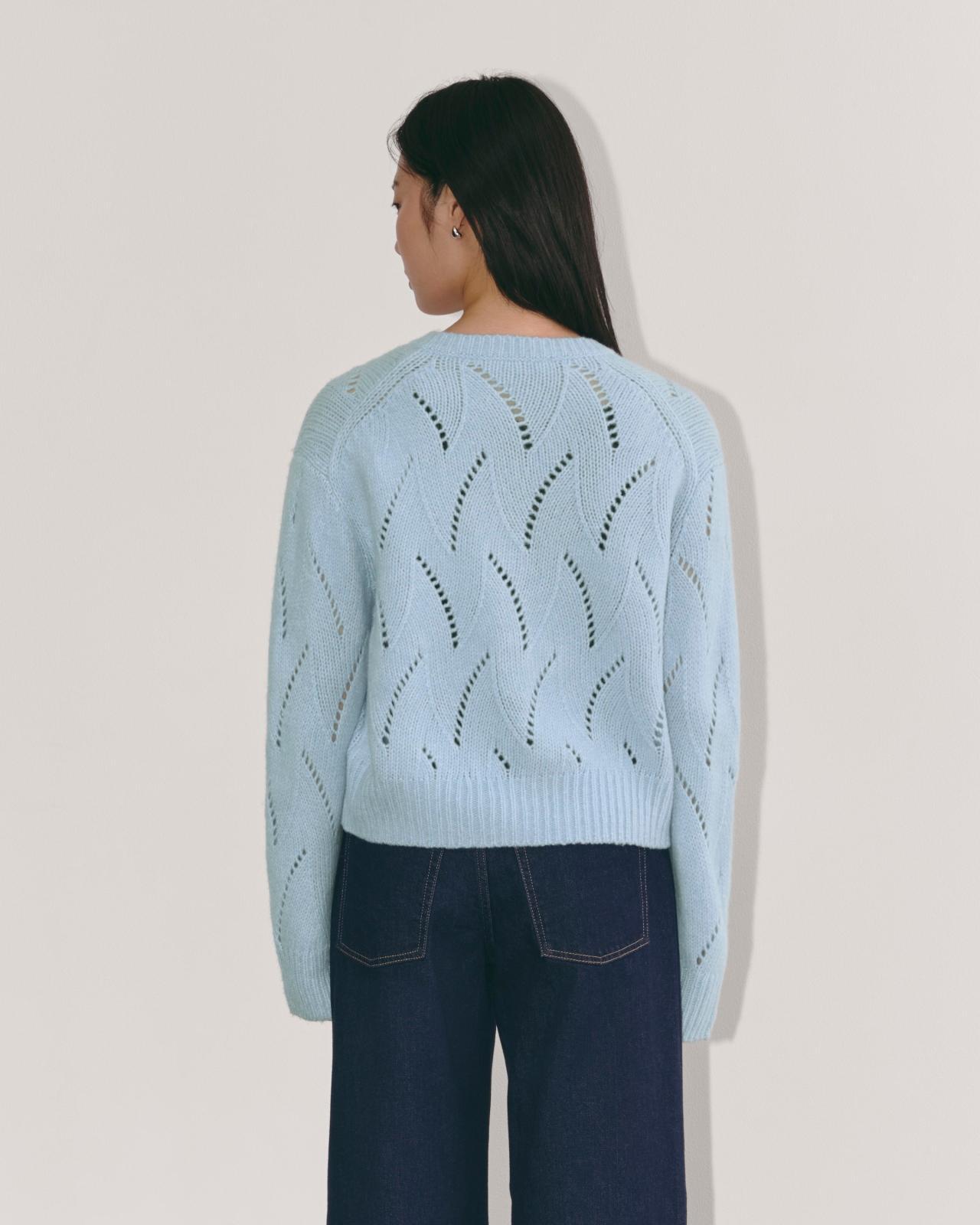 The Pointelle Cardigan in Cloud Product Image