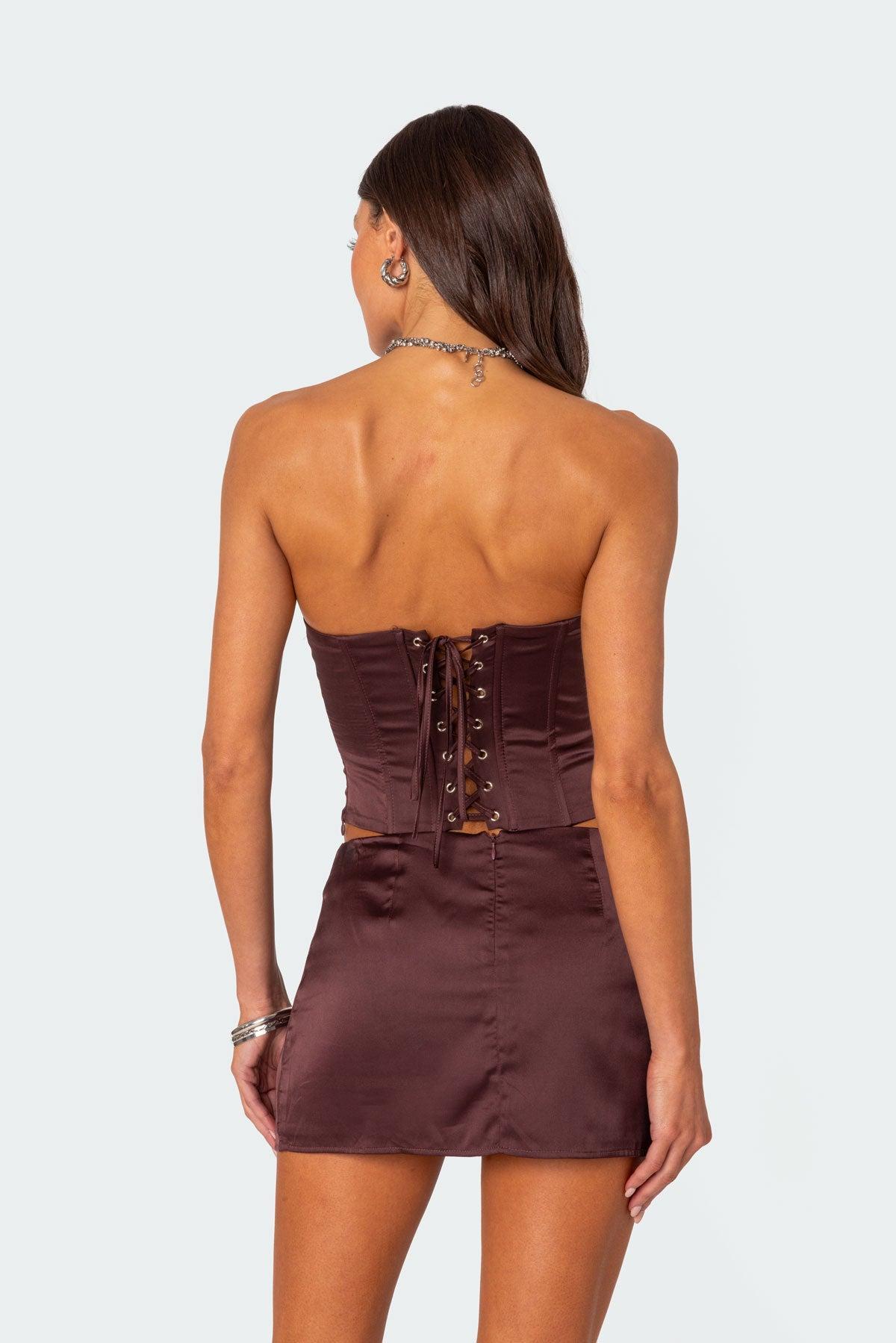 Bea Satin Effect Lace Up Corset Product Image