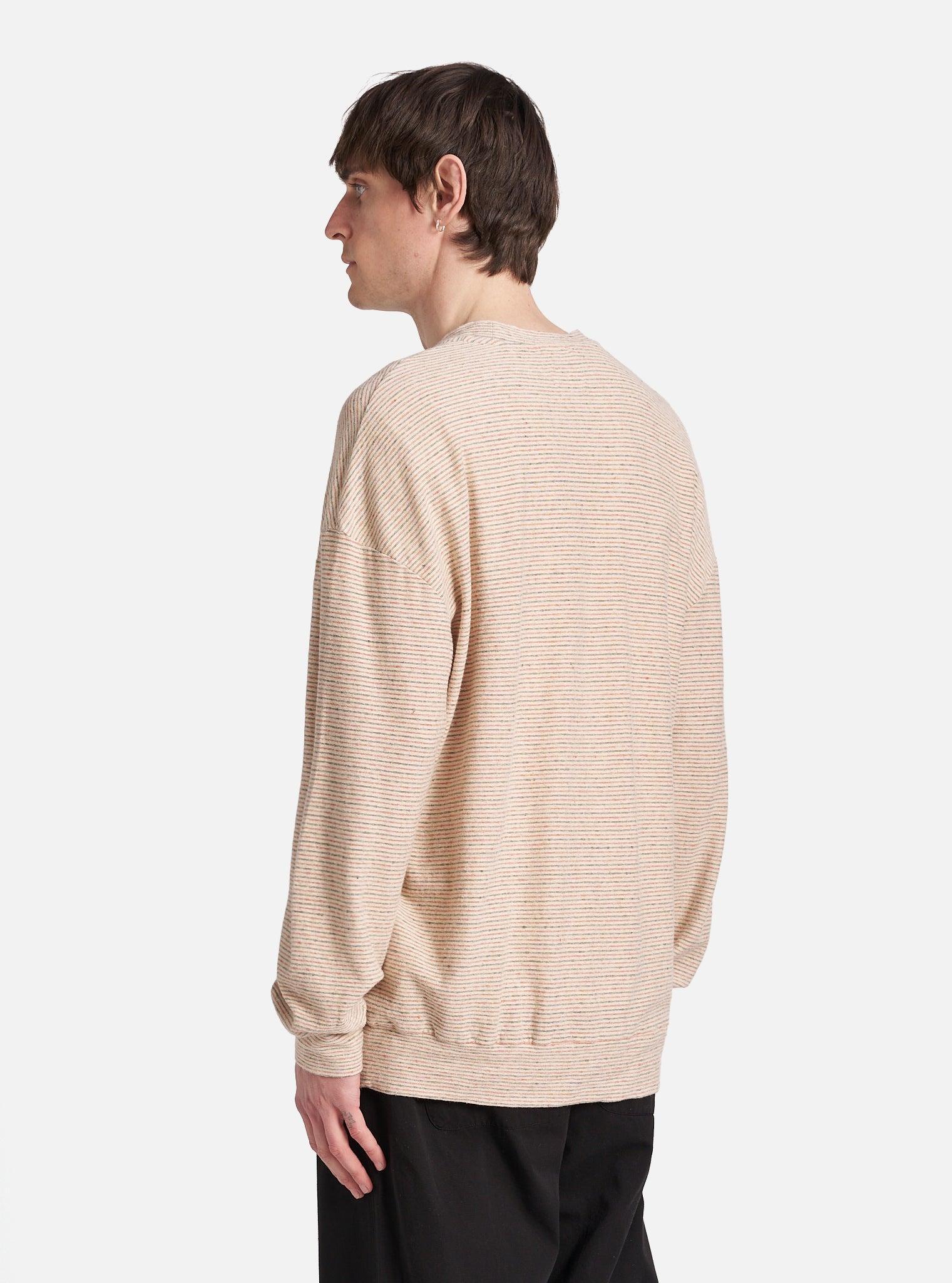 Ecru Stripe Lincot Jersey Loose Sweatshirt Product Image