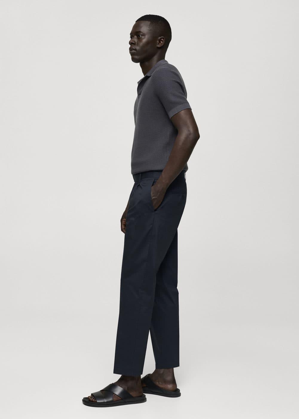 Mango Mens Slim-Fit Cotton Pleated Pants Product Image