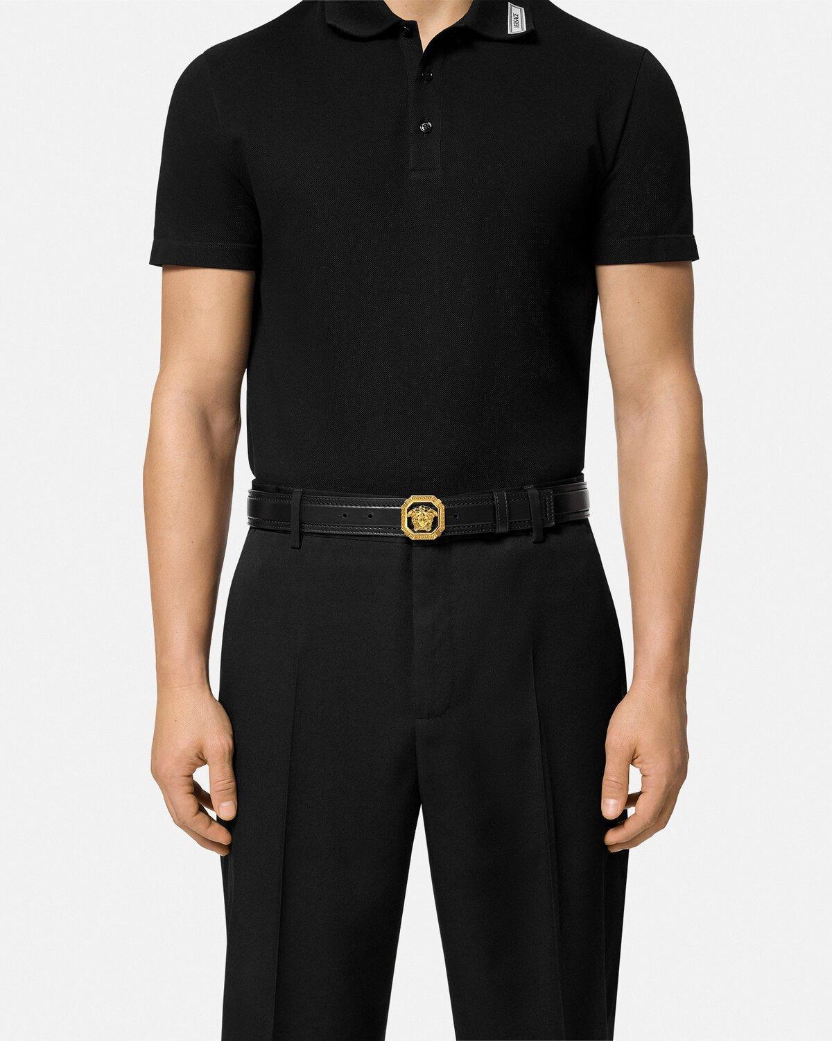 VERSACE La Medusa Leather Belt Man Belt Black Size 39.5 Calfskin Product Image