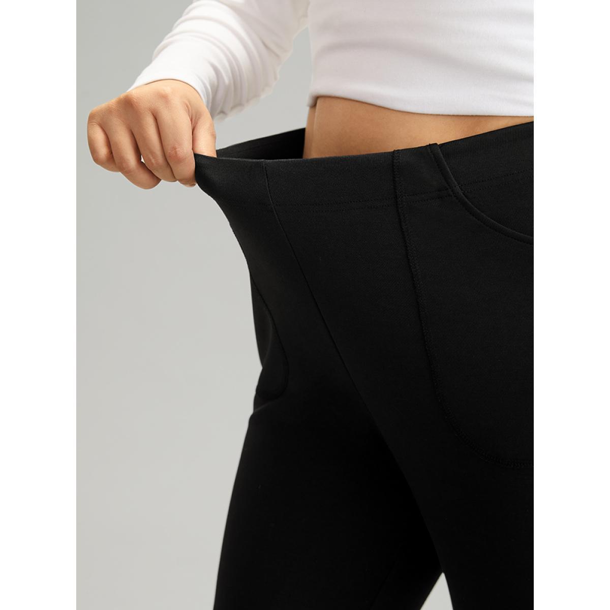 Plus Size Moon & Star High Rise Elastic Waist Flare Leg Pants Women Black Elegant Flare Leg High Rise Festival-Christmas Pants BloomChic 14-16/1X Product Image